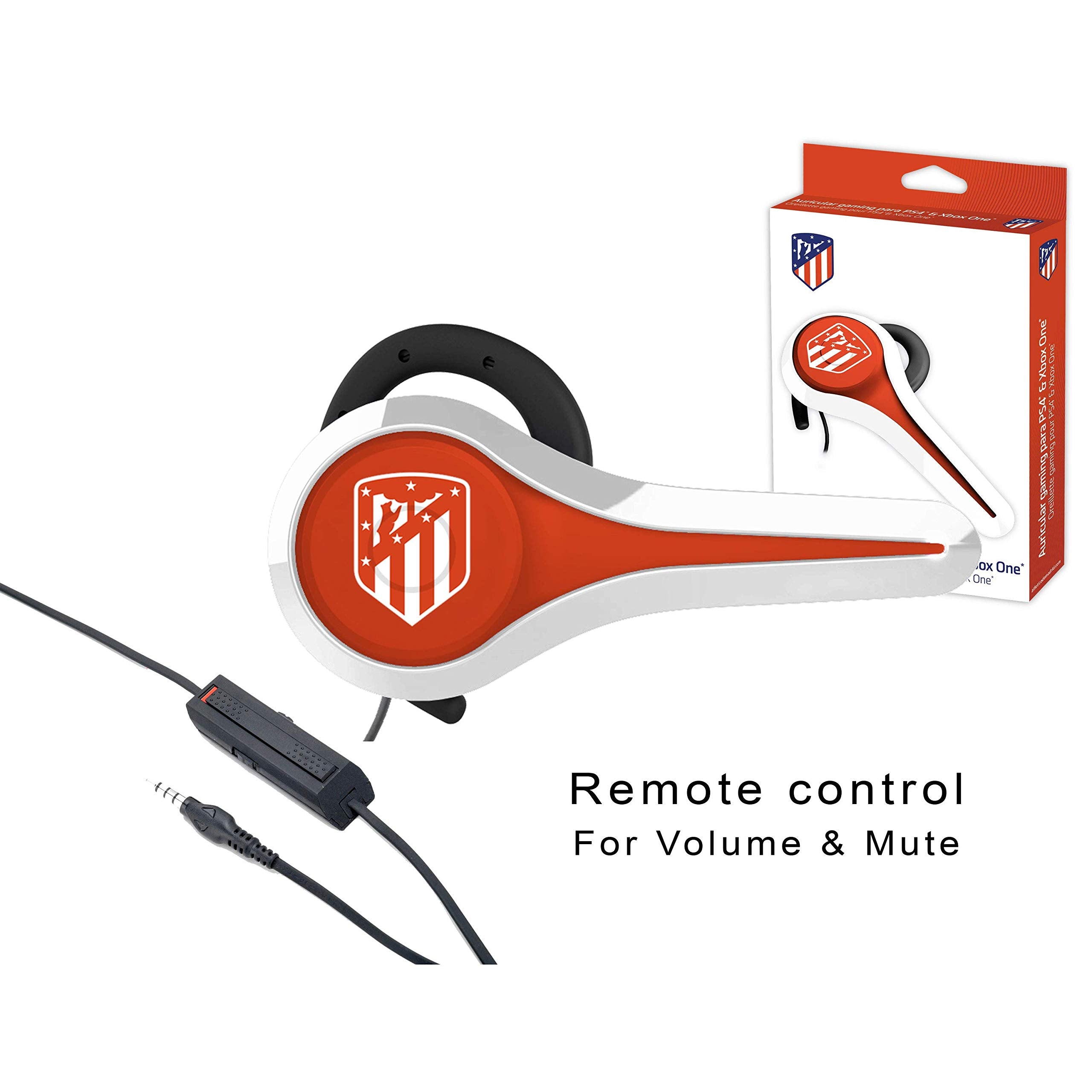 Subsonic - Auricular Gaming Y Kit PeatóN Licencia Oficial Atm AtléTico De Madrid Compatible Playstation 4 - PS4 - Pro - PS4 Slim - Xbox One - PS3 - Smartphone - Tableta - iPhone 4 - iPhone 5 iPhone 6