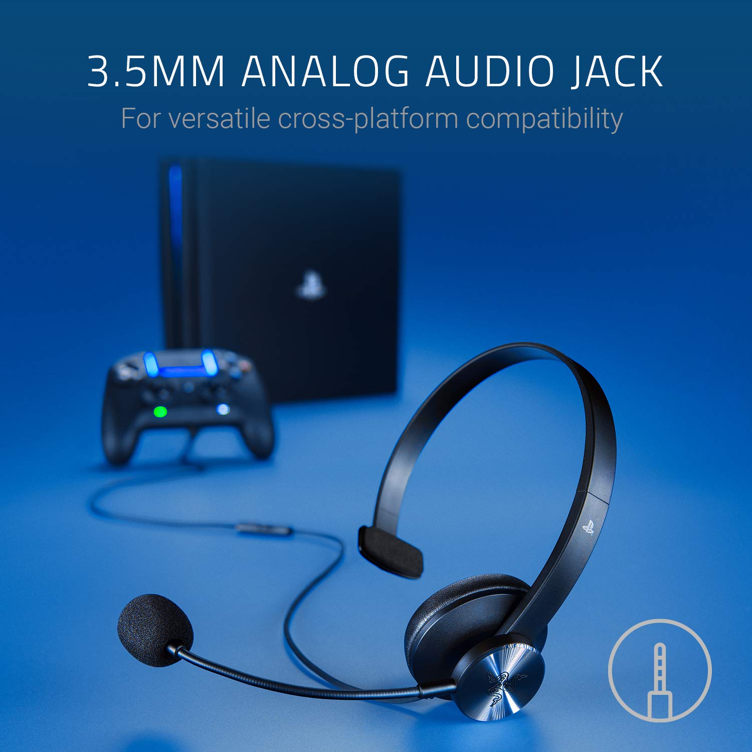 Razer Tetra pour PlayStation - Casque de chat de jeu ultraléger pour PlayStation, microphone cardioïde, suppression du bruit ambiant, contrôle du volume, connecteur Dual Shock 4