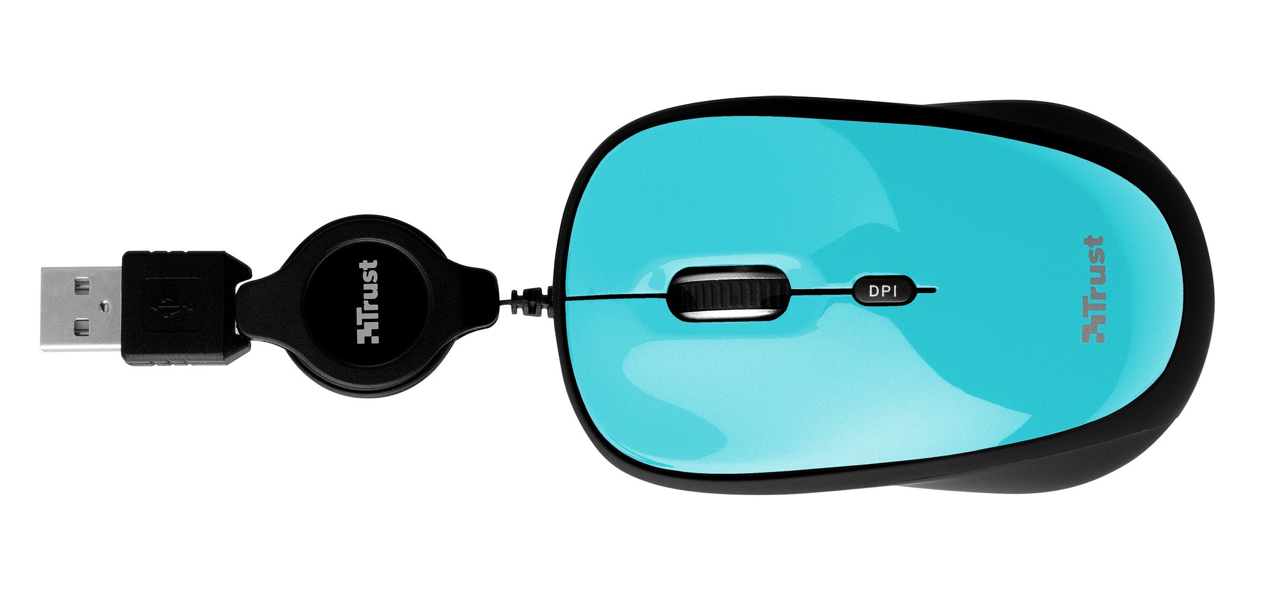 Trust Yvi - Souris optique avec câble rétractable, bleue