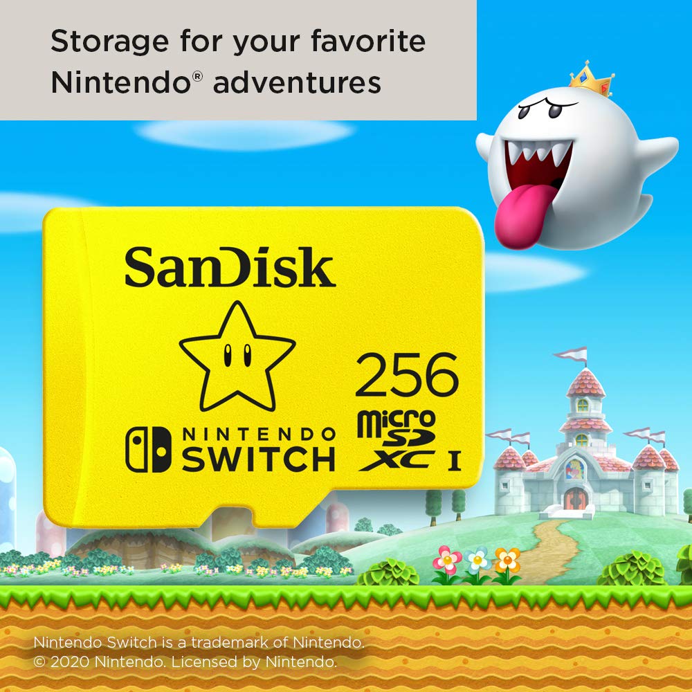 Carte microSDXC SanDisk 256 Go pour consoles Nintendo Switch jusqu'à 100 Mo/s UHS-I Classe 10 U3