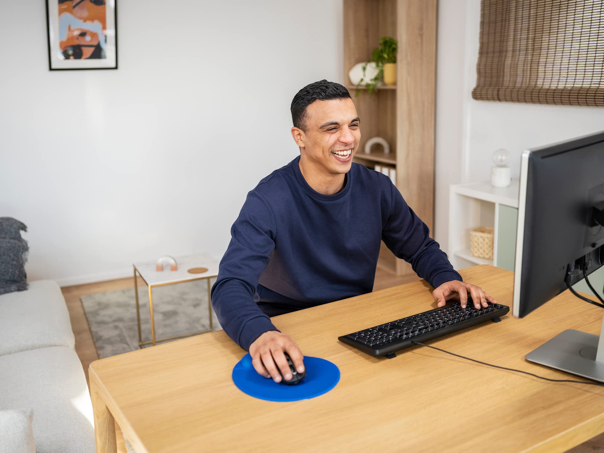 Trust Bigfoot Alfombrilla Para RatóN ErgonóMica Con ReposamuñEcas De Gel, Base Antideslizante, Mouse Pad Con Superficie De Microfibra Para Ordenador, Pc, PortáTil - Azul