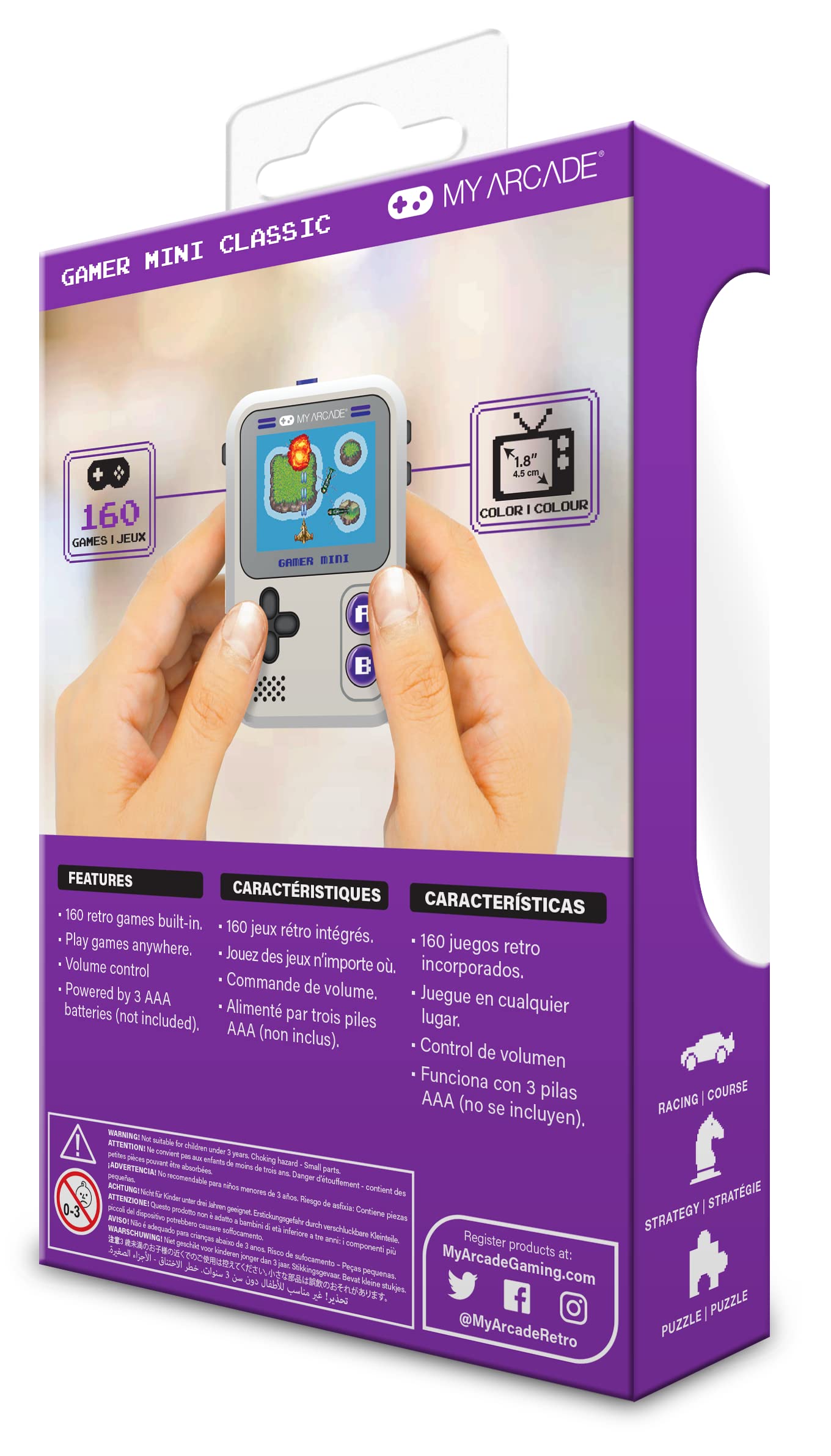 Gamer Mini Classic 160 En 1 Gris Et Violet