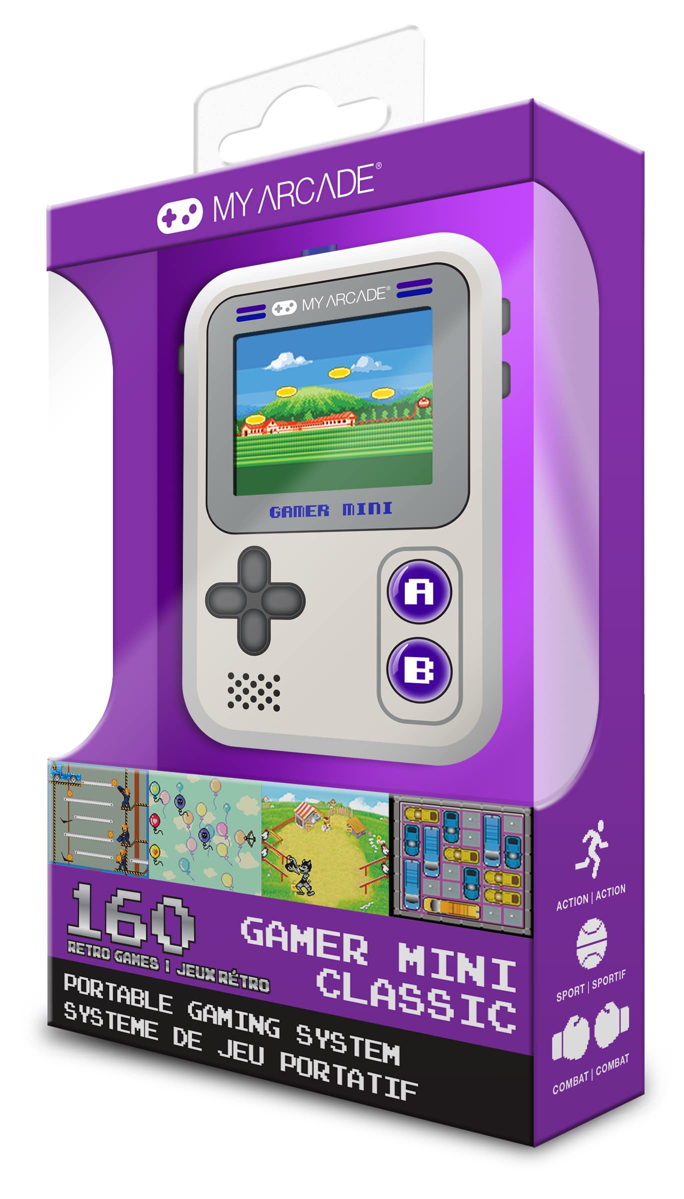 Gamer Mini Classic 160 En 1 Gris Et Violet