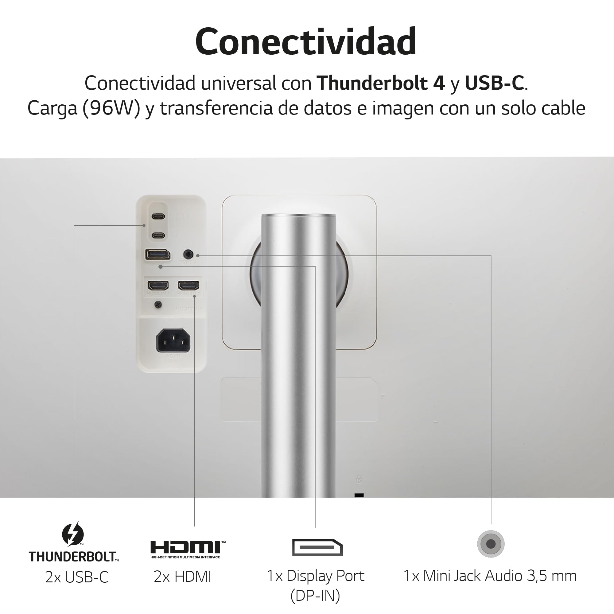 Monitor Profesional Ultrapanorámico Curvo LG 40WP95CP-W 39.7'/ 5K2K/ Multimedia/ Regulable en altura/ Plata