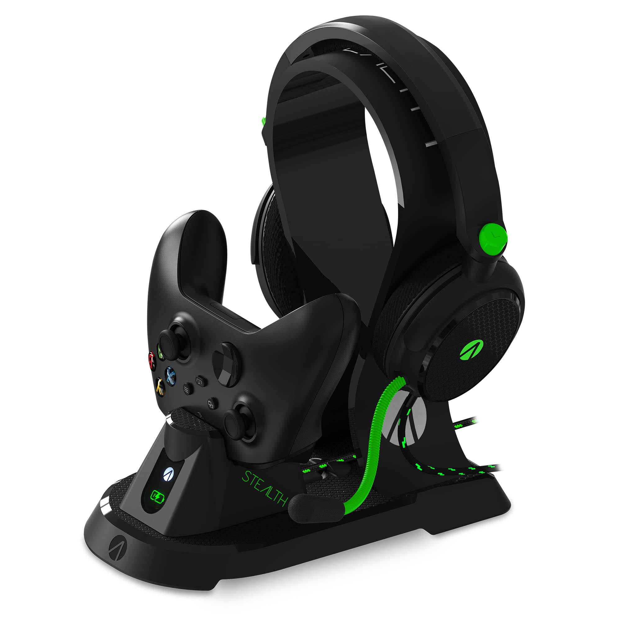 Stealth Sx-C160x XBOX - Series S/X Estación de Juego - Cascos Gaming, Soporte de Casco, Base de Almacenamiento, estación de Carga, batería de Alta Capacidad y Cable USB-C para Jugar y Cargar