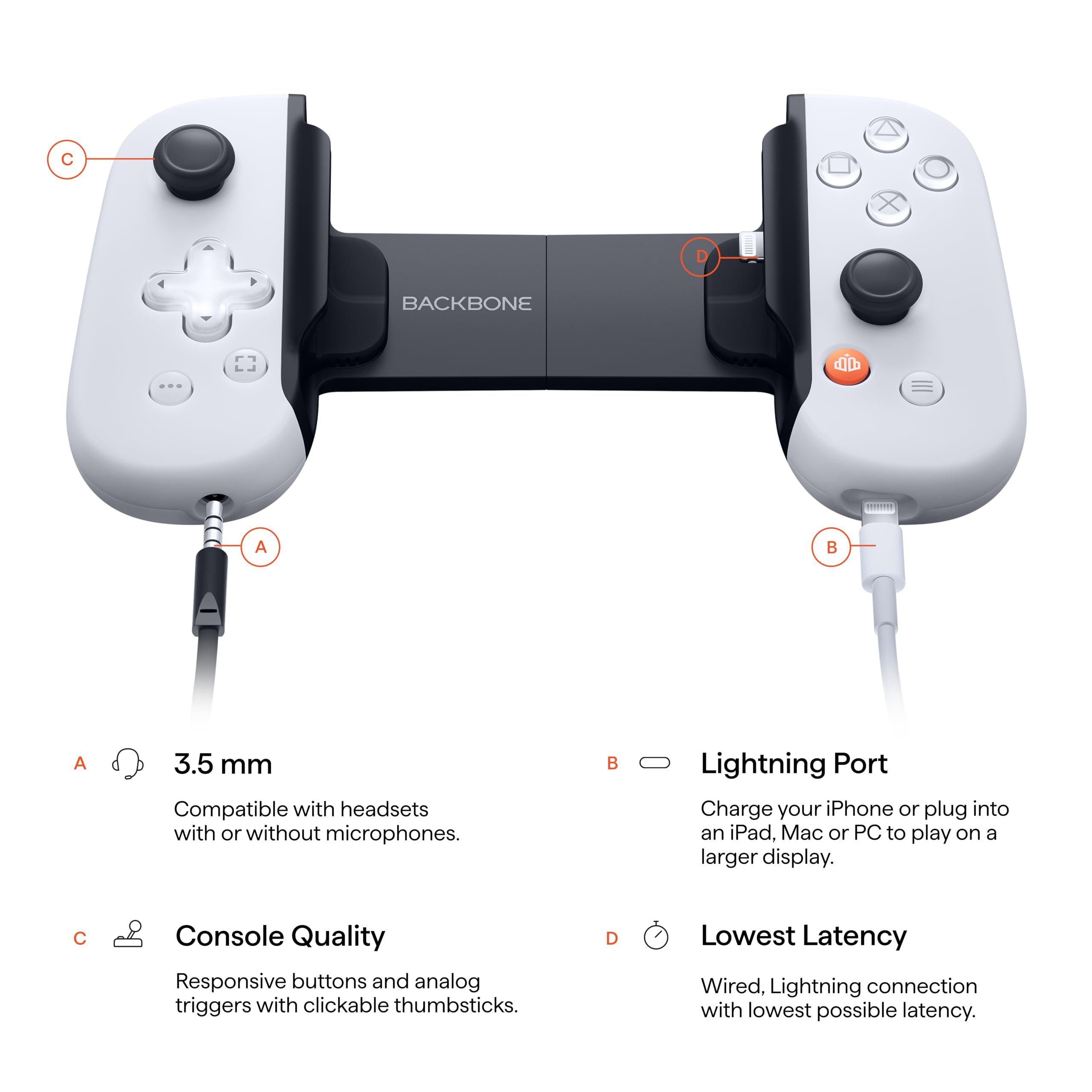BACKBONE One Mando Gaming para iPhone (Lightning) - Edición PlayStation - Convierte tu iPhone en Consola Portátil con Baja Latencia y Compatible con PS Remote Play y Apple Arcade