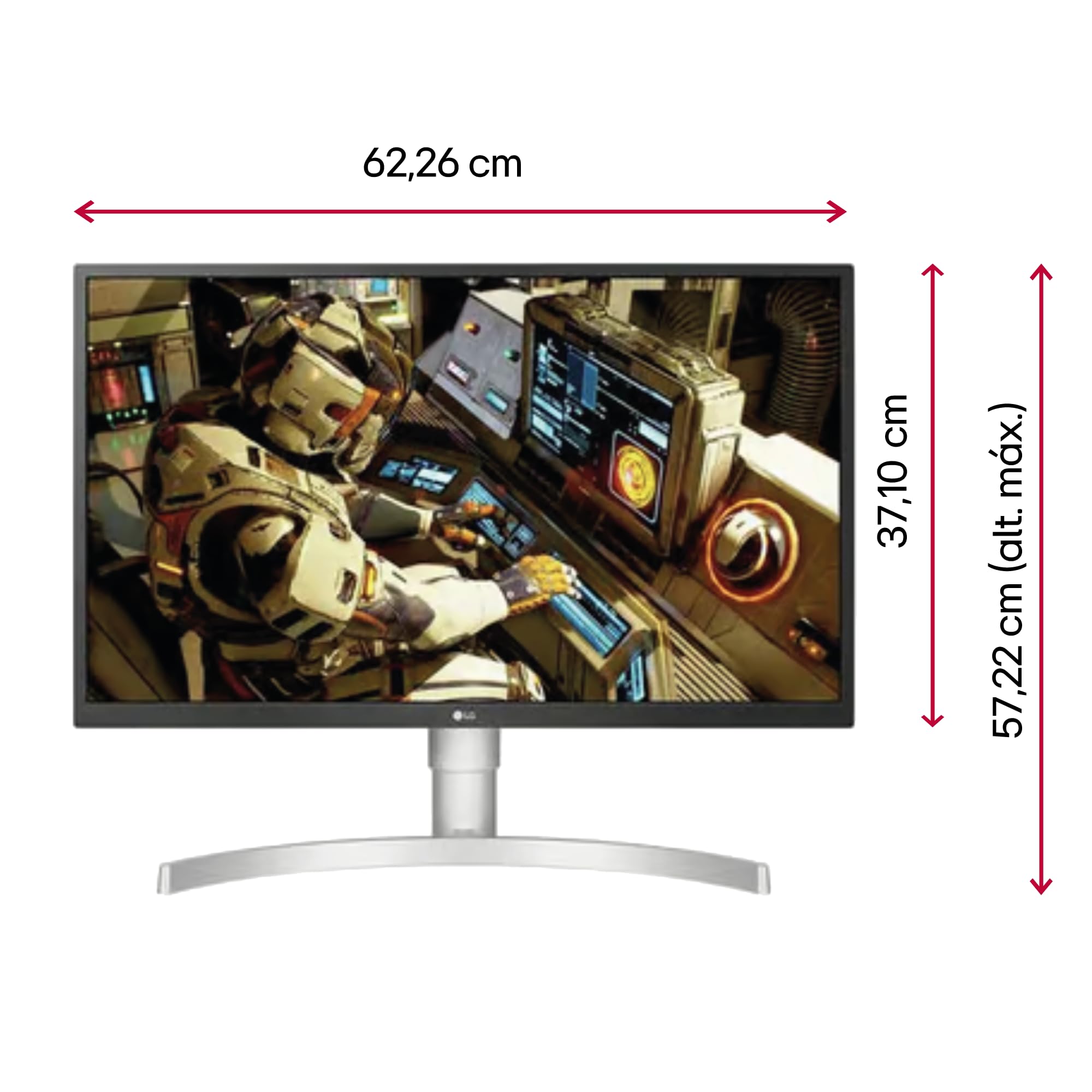 Monitor Gaming Polivalente LG 27UL550P-W 27'/ 4K/ 5ms/ 60Hz/ IPS/ Regulable en altura/ Plata