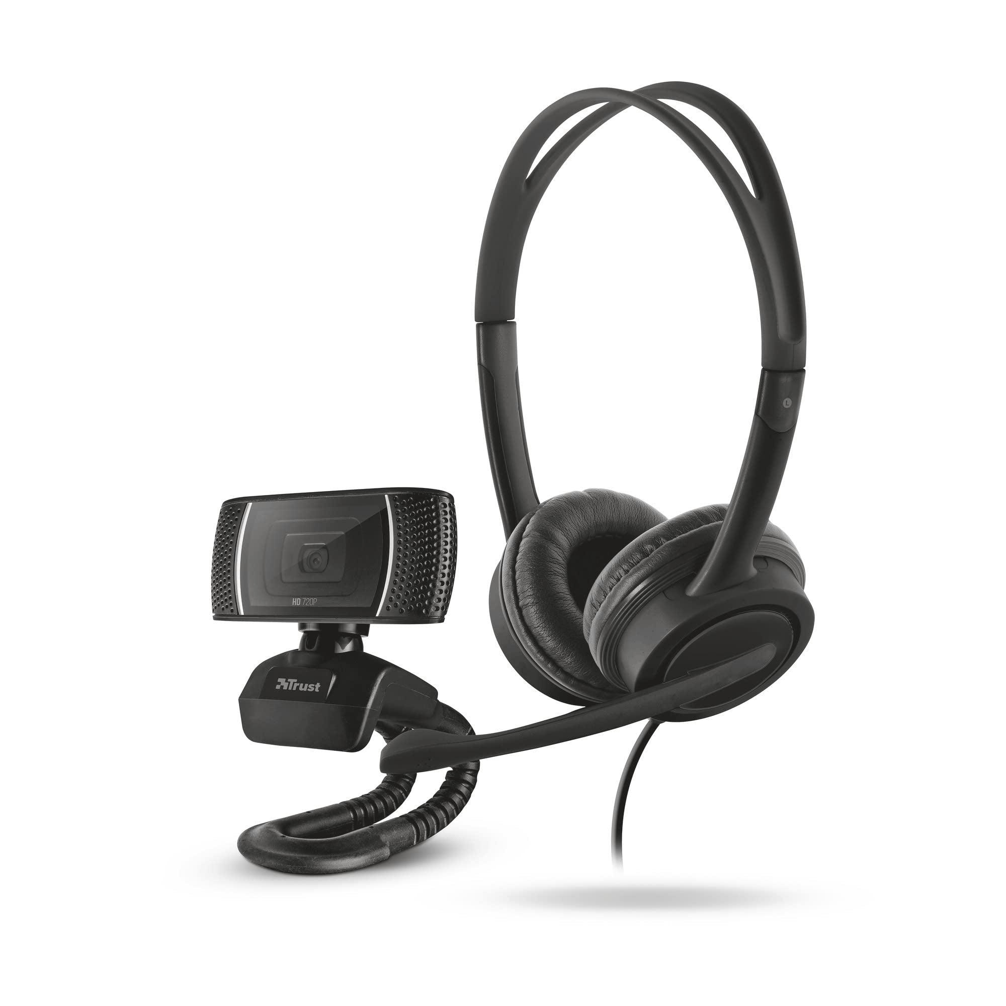 Trust Mauro Auriculares Con MicróFono Pc, Auriculares Con Cable Usb 2,5 Metros, Control De Volumen En El Cable, Cascos On Ear Per Oficina, Skype, Teams, Videoconferencia, Zoom - Negro
