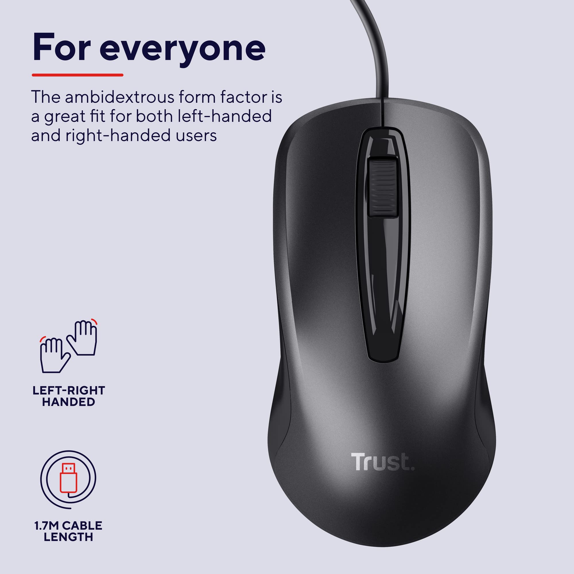 Trust Carve Raton óPtico Con Cable (ConexióN Usb, 3 Botones Y Rueda De Desplazamiento, 1200 Ppp, Para Usuarios Diestros Como Para Zurdos, Pc/Laptop) Negro