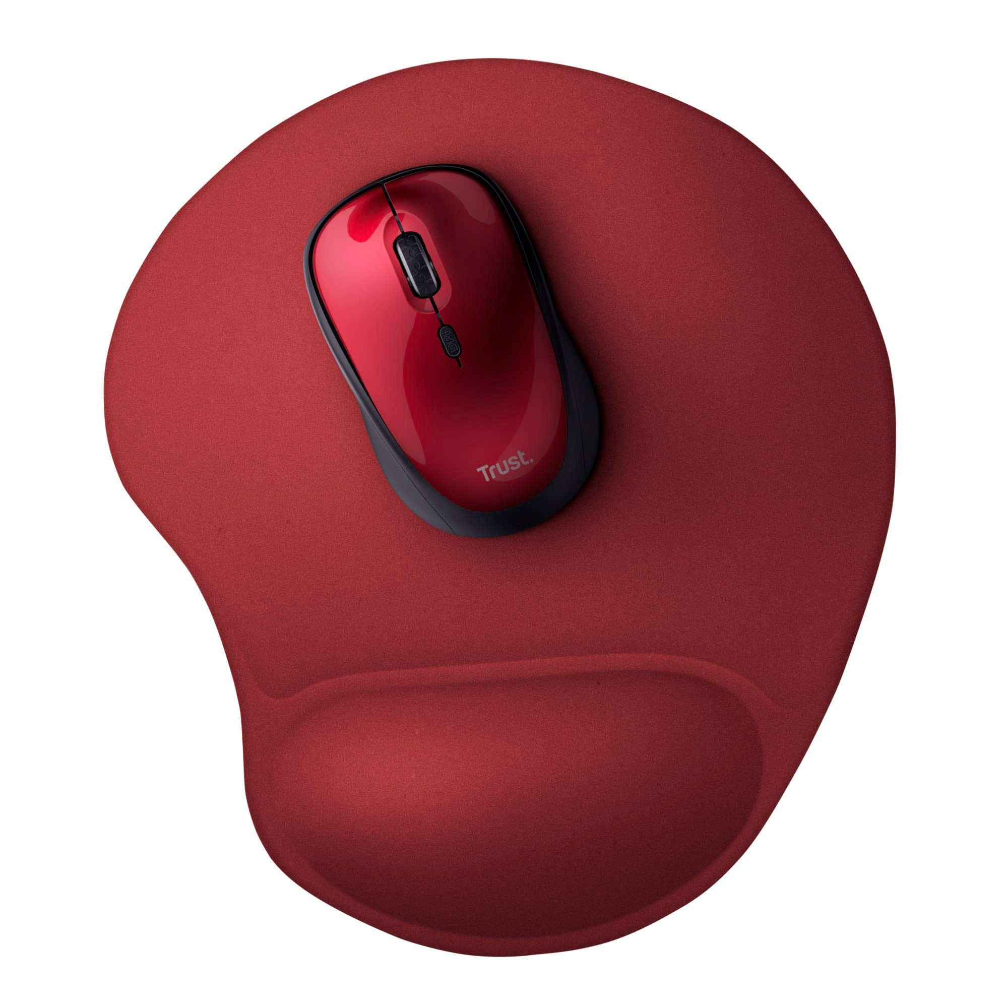 Trust Bigfoot Tapis de souris ergonomique avec repose-poignet en gel, base antidérapante, tapis de souris avec surface en microfibre pour ordinateur, PC, ordinateur portable – Rouge