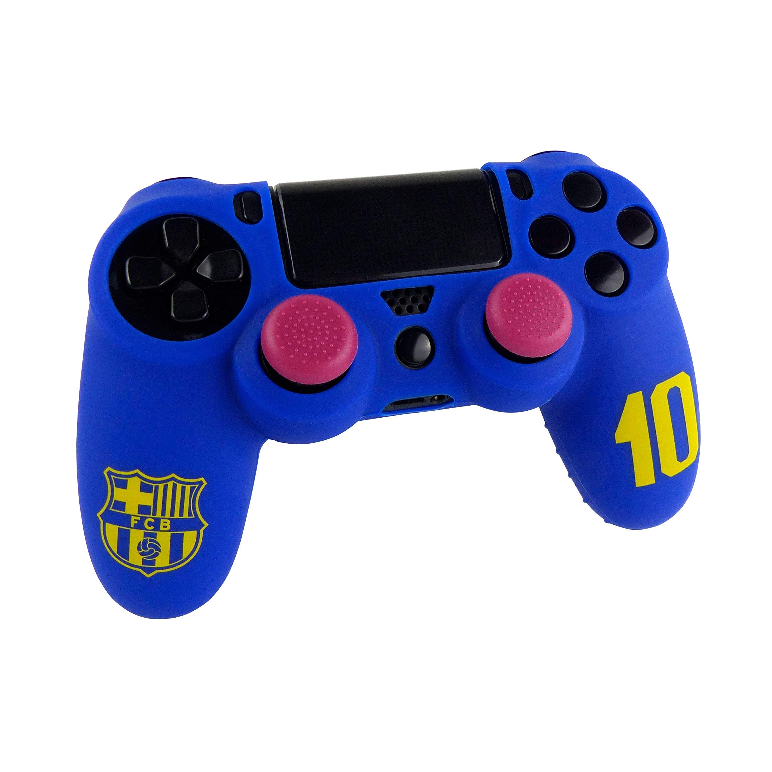 Subsonic - Funda De Silicona Para Mando Y Carcasa Blanda Antideslizante Con Thumb Grips Caps De PrecisióN Para Joysticks [Licencia Oficial Fcb Fc Barcelona] ( PS4 - )