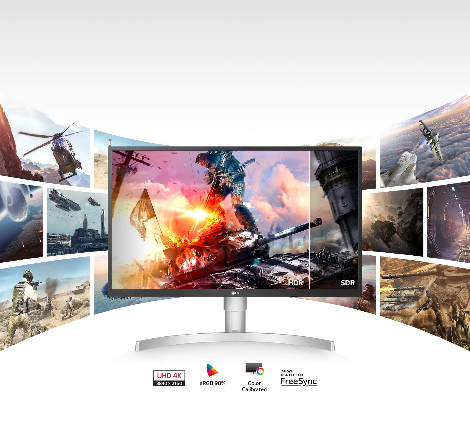 Monitor Gaming Polivalente LG 27UL550P-W 27'/ 4K/ 5ms/ 60Hz/ IPS/ Regulable en altura/ Plata