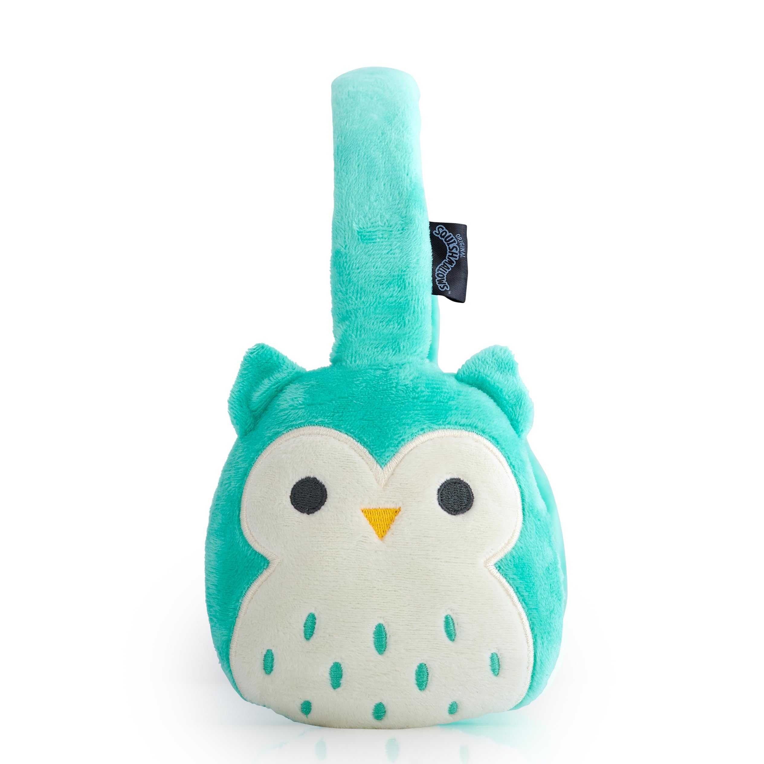 Squishmallows Winston The Owl - Auriculares Bluetooth de Felpa con micrófono Integrado para Hacer Llamadas telefónicas. Rango Bluetooth de 10 Metros, Control de Volumen, Almohadillas de Felpa Suave y