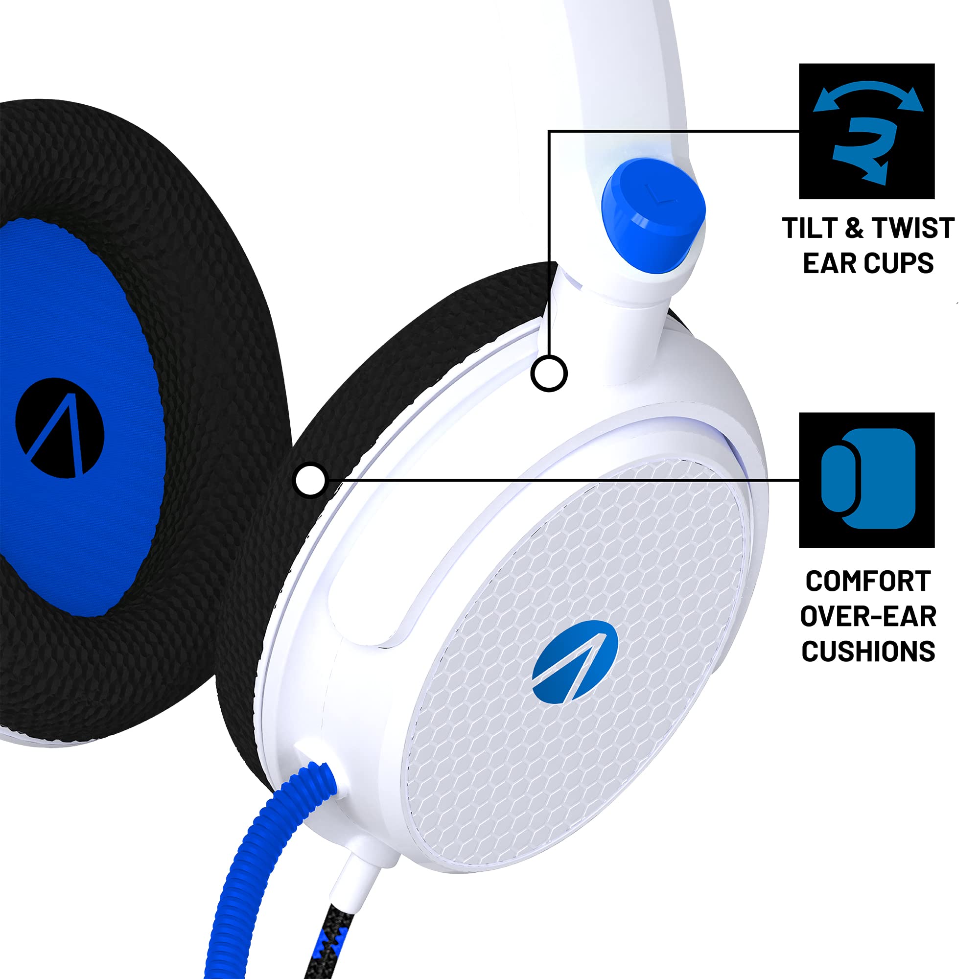 Stealth SP-C160V PS5 Play Station - Casque de jeu, support pour casque, plate-forme de stockage, base de chargement et câble USB tressé pour jouer et charger