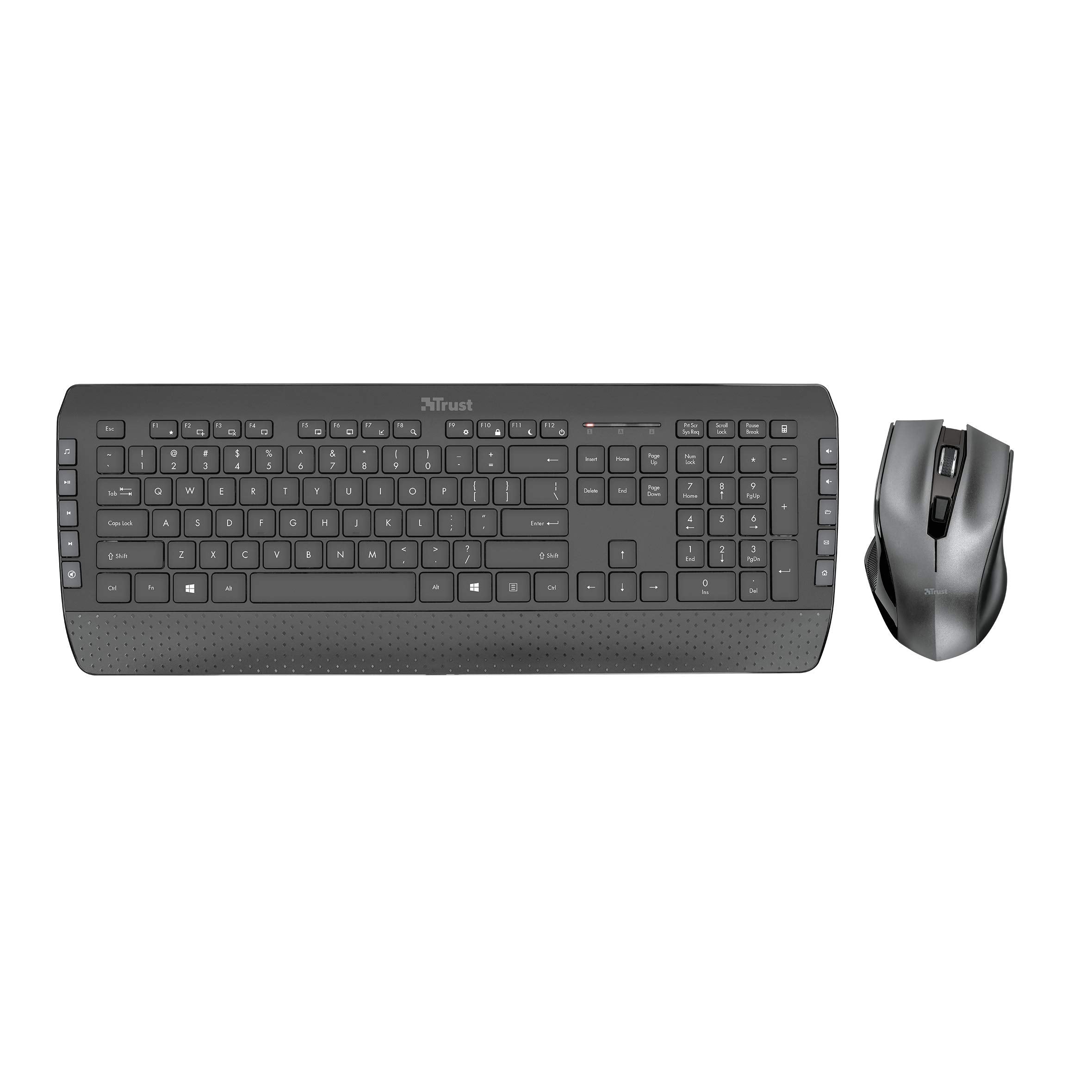 Trust Tecla-2 - Teclado Y RatóN InaláMbricos, Silencioso, Qwerty EspañOl, Negro
