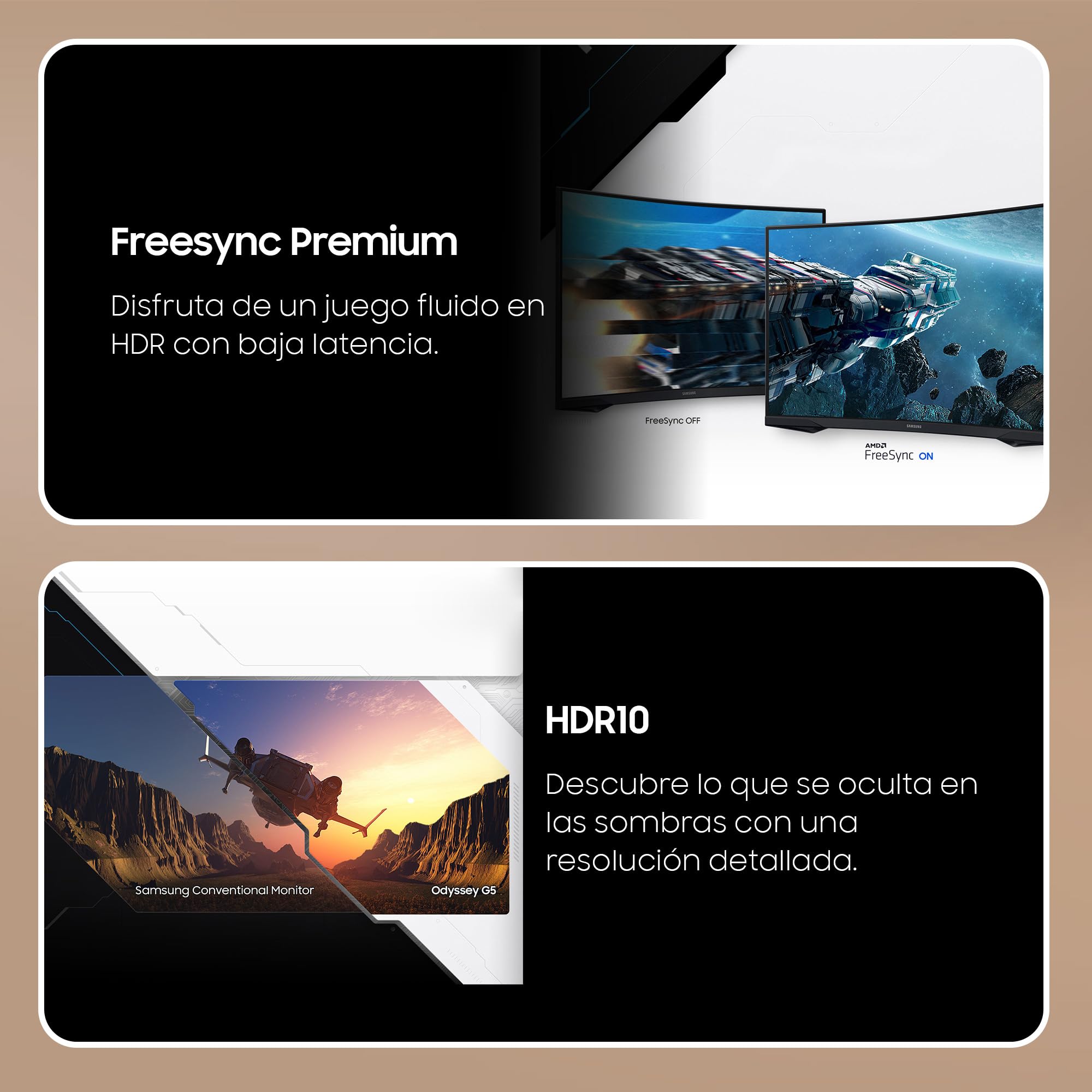 Monitor Gaming Curvo Samsung Odyssey G5 S32CG552EU 32'/ QHD/ 1ms/ 165Hz/ VA/ Negro