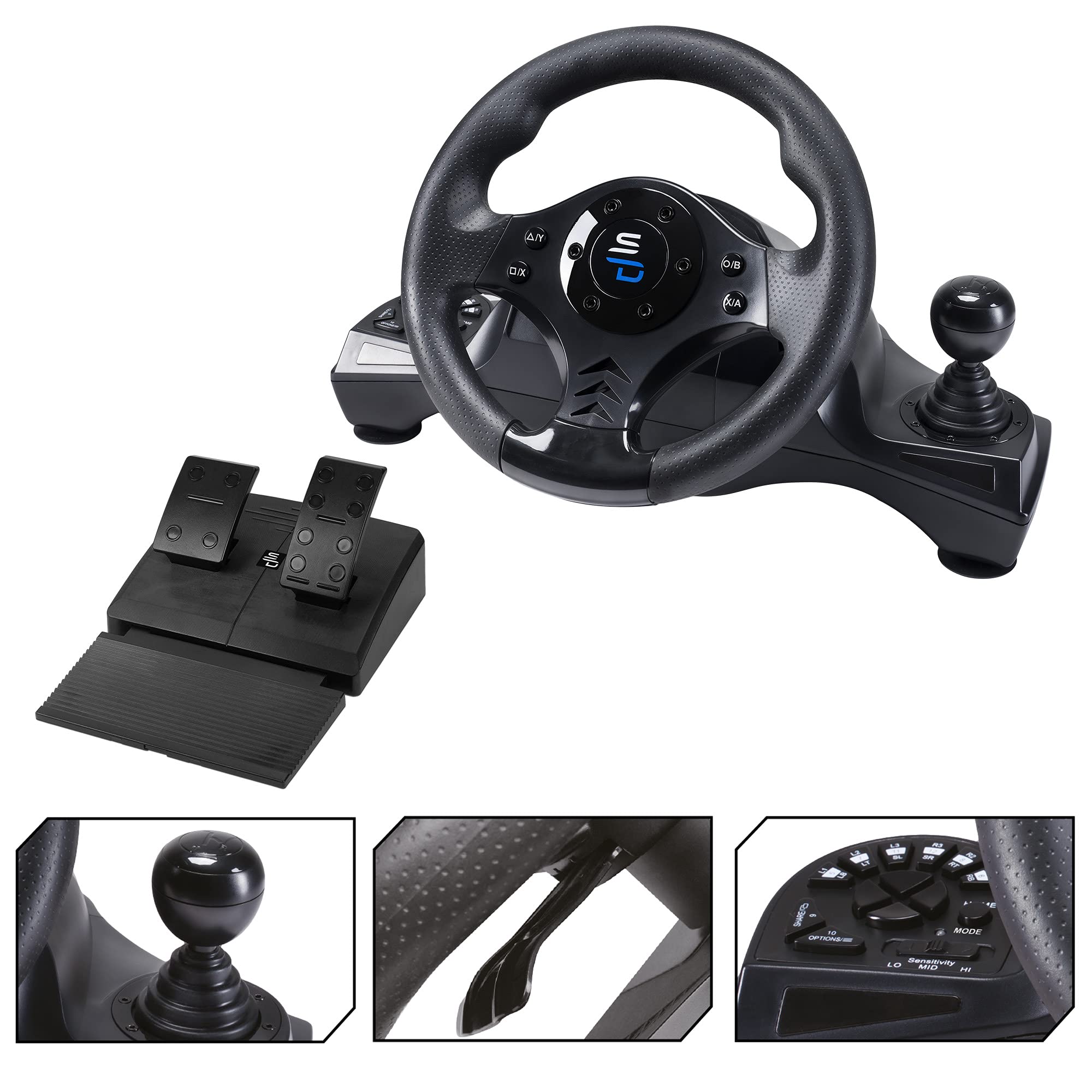 Subsonic - Superdrive, Volante De Carreras Gs750 Con Pedales, Paletas, Palanca De Cambios Y VibracióN Para XBOX - Serie X/S, Ps4, Xbox One, Pc, Ps3 (Programable Para Todos Los Juegos), Xbox Series X