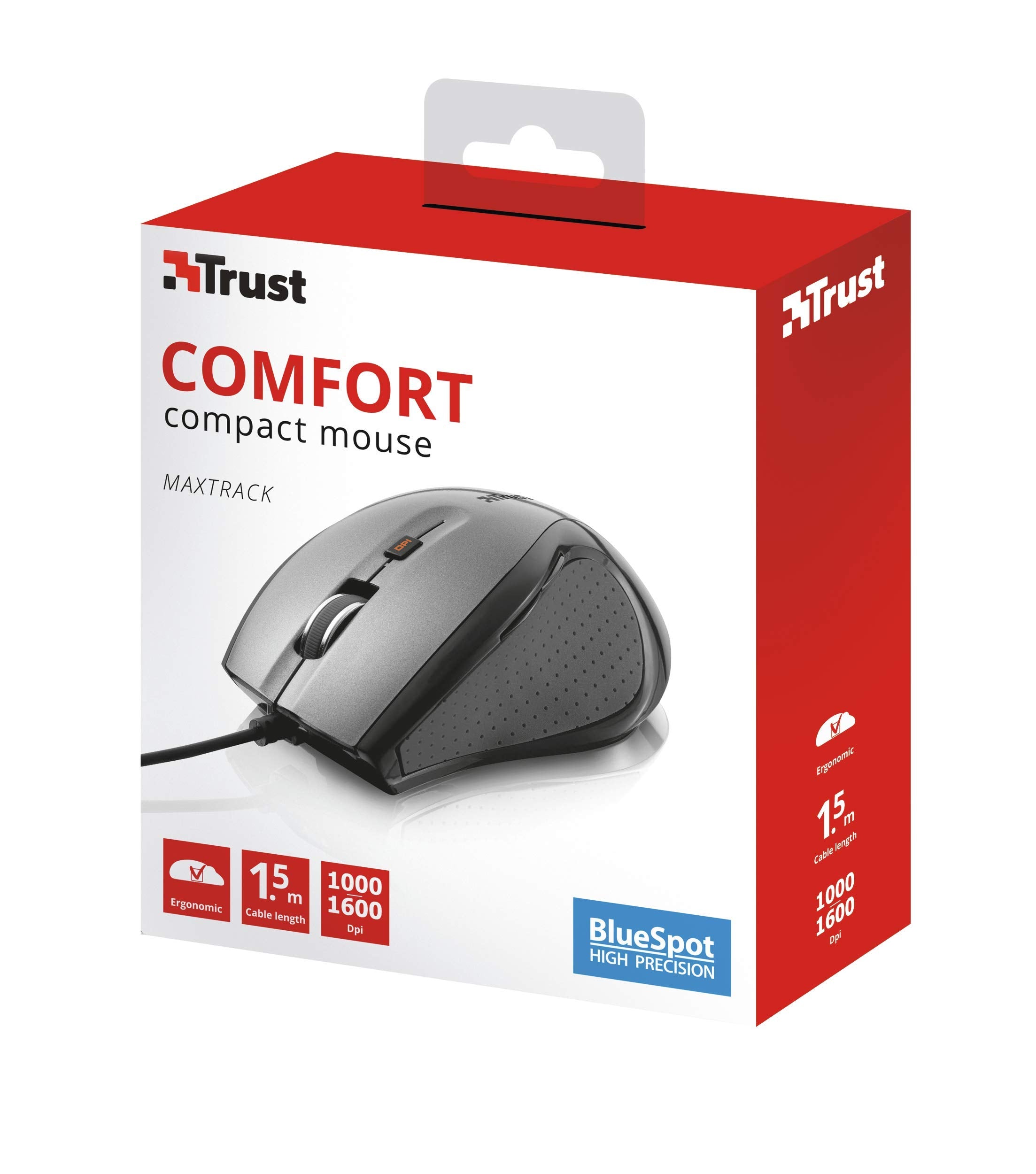 Trust 17178 Maxtrack - RatóN Con TecnologíA Bluespot, Con Cable, Gris