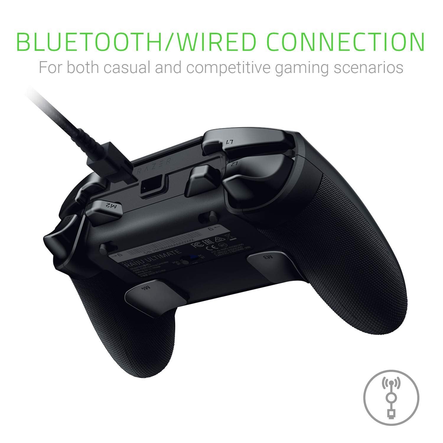 Razer Raiju Ultimate (2019) - Mando InaláMbrico Y Con Cable Para PS4 - + PC (mando Bluetooth con cable e inalámbrico, botones de acción mecatáctiles, intercambiables) Negro