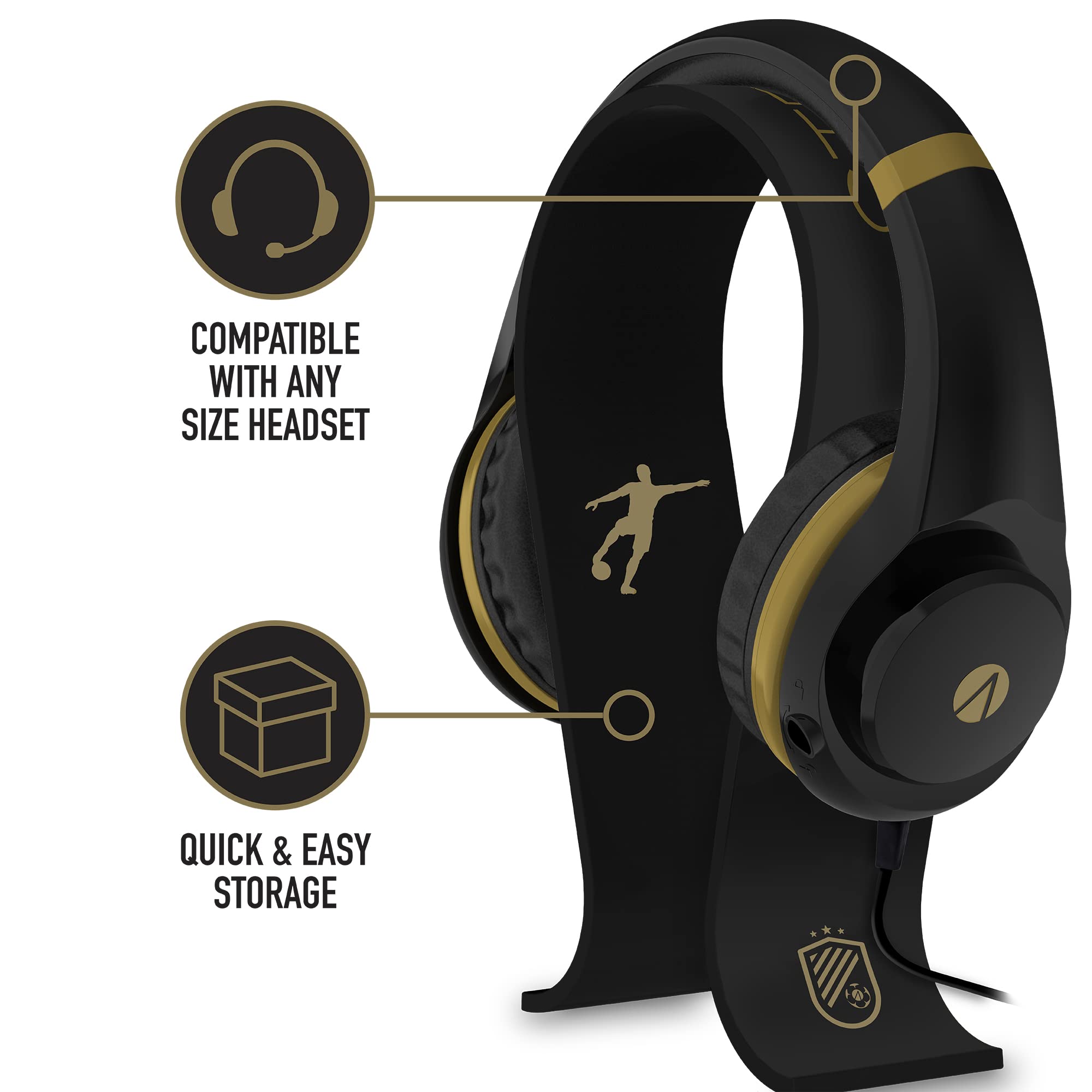 Casque supra-auriculaire de jeu Stealth Gold Edition avec support et microphone flexible pour PC, mobile et tablette, Xbox One, PS4, Nintendo Switch, confortable et résistant, prise audio 3,5 mm, câble 1,5 m
