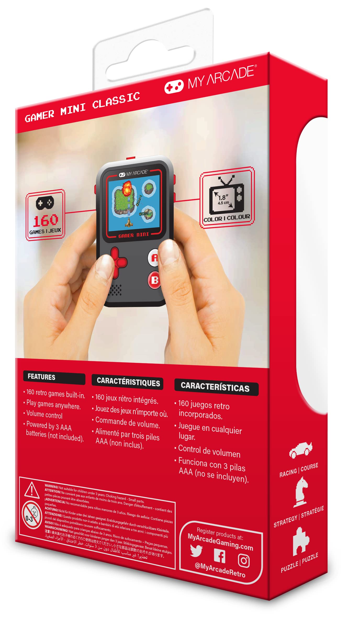 Gamer Mini Classic 160 En 1 Noir Gris Rouge