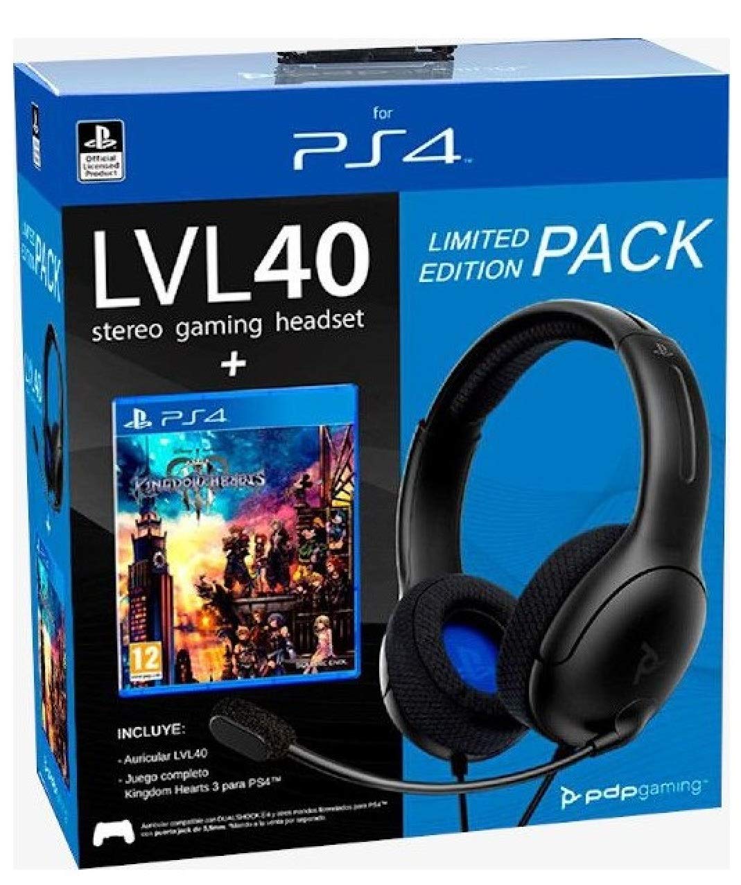 PDP Gaming - Casque filaire LVL40 sous licence officielle PS4 + jeu Kingdom Hearts III (PlayStation 4)