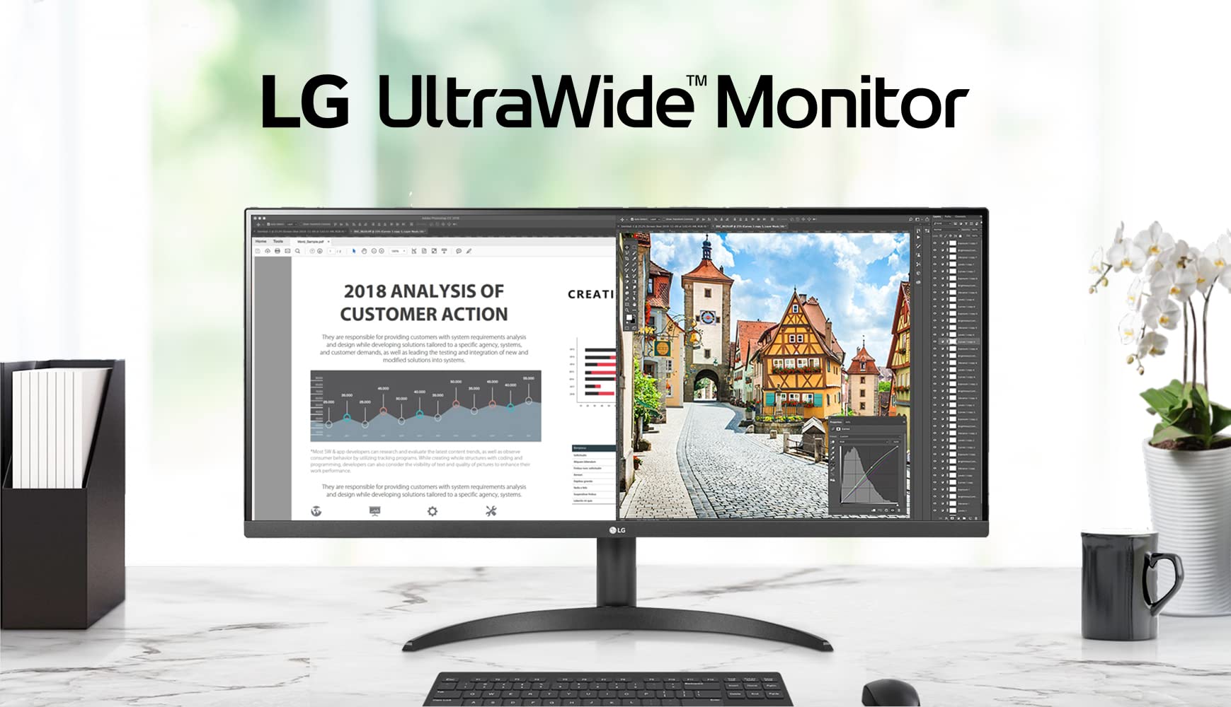 Monitor Profesional Ultrapanorámico LG 34WP500-B 34'/ WFHD/ Negro