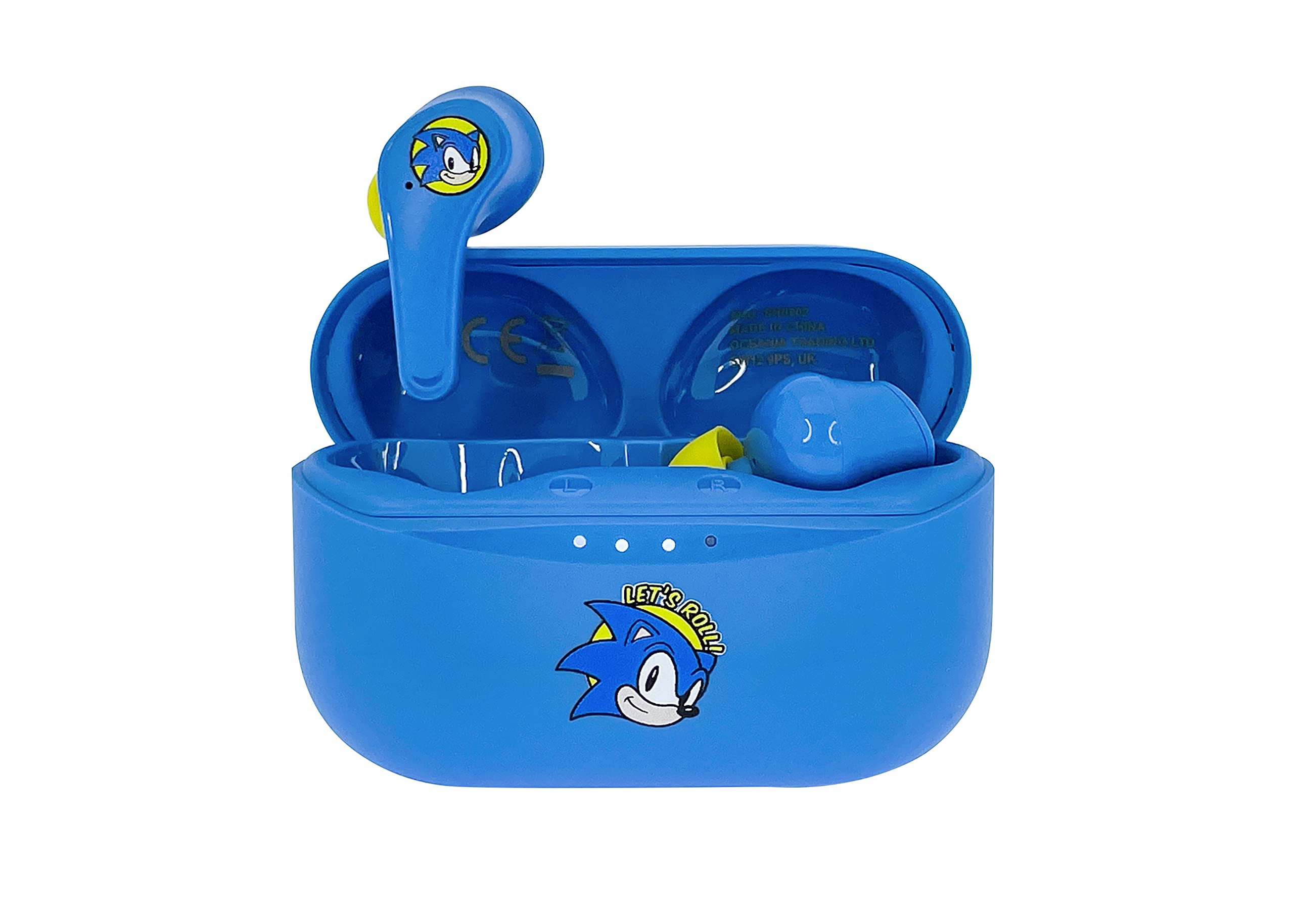 OTL Technologies Casque sans fil Bluetooth V5.0 pour enfants Sonic The Hedgehog avec boîtier de chargement Bleu