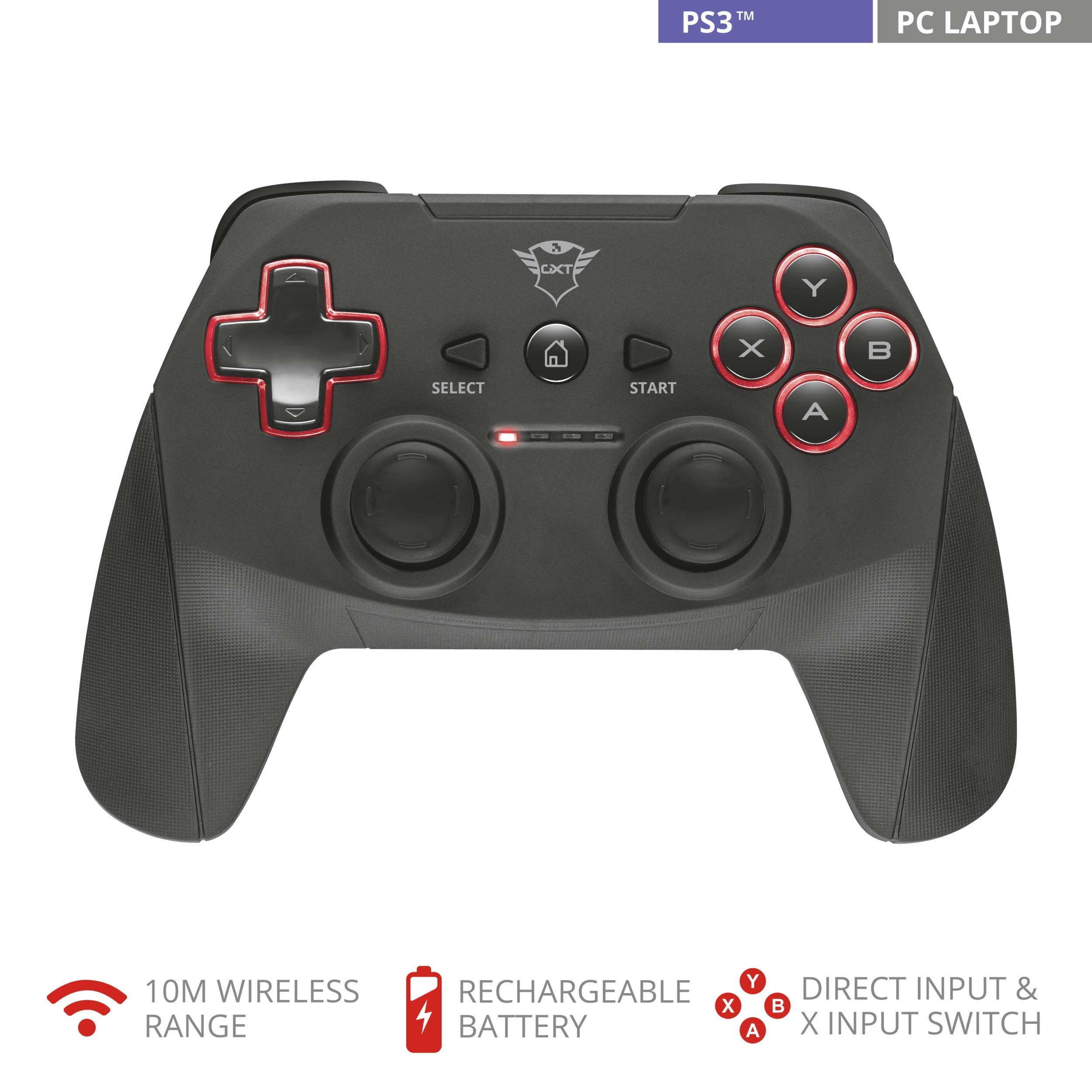 Trust Gaming Gxt 545 Yula Mando InaláMbrico Para Playstation 3 Y Pc, Mando PS3 - con Batería Recargable, 13 Botones, 2 Joysticks Analógicos, Gamepad para Ordenador, Portátil, Juegos, Consola