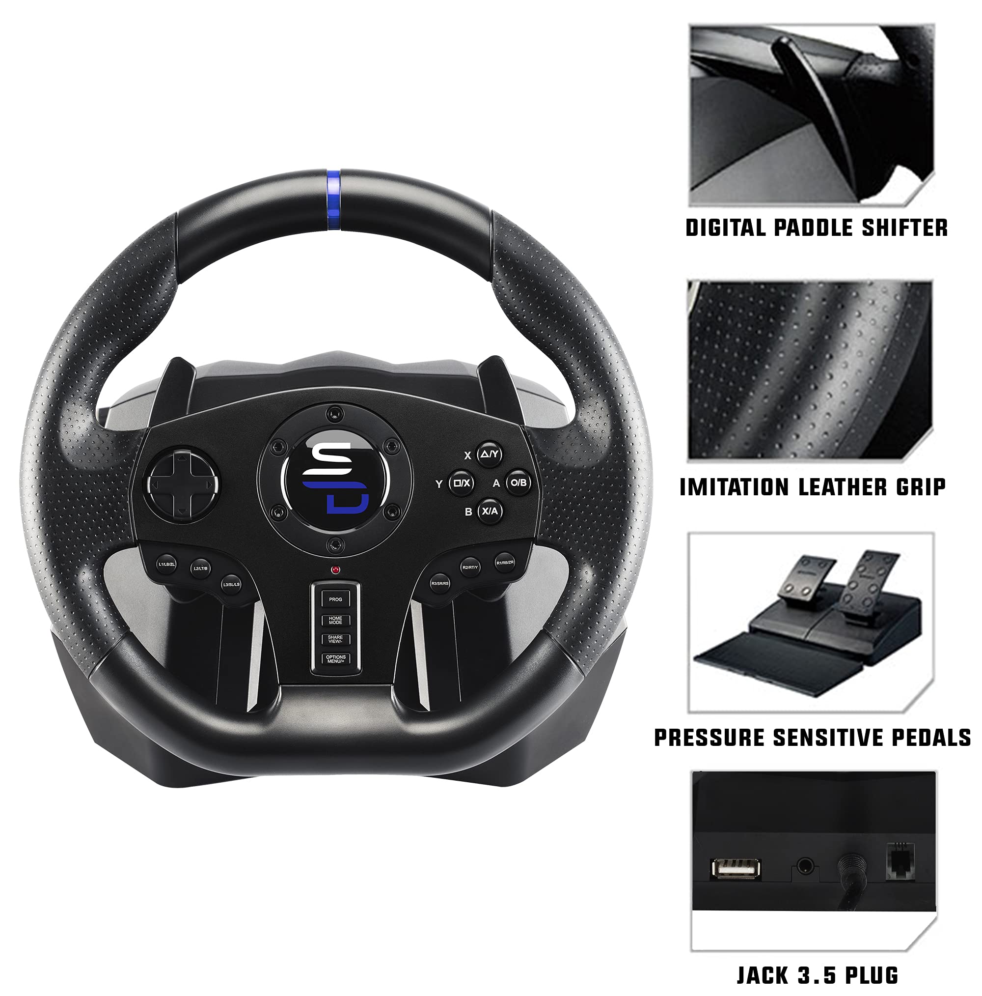 Subsonic - Superdrive, Volante De Carreras Sv750 Con Pedal, Cambio Y VibracióN, XBOX - Serie X/S, Ps4, Xbox One, Switch, Ps3, Pc (Programable Para Todos Los Juegos), Xbox Series X