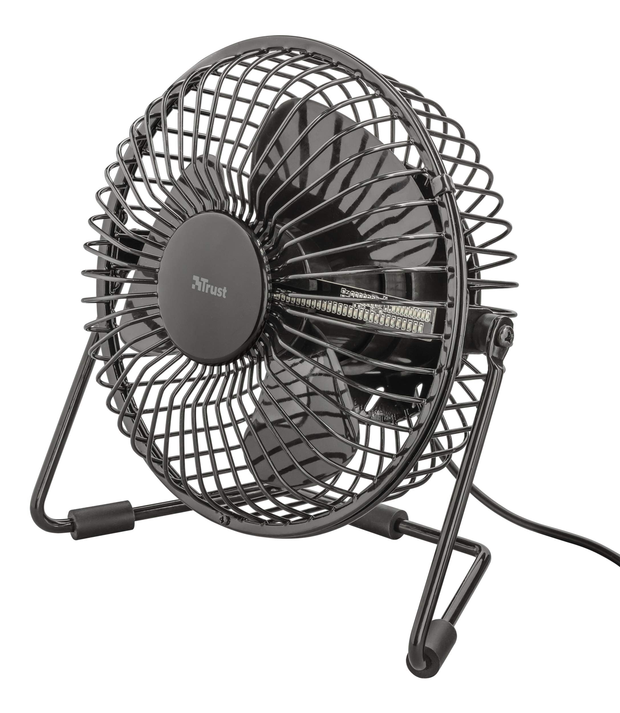 Trust Victu - Ventilador De Sobremesa (Reloj Led, Usb, 120 Mm, Cable De 180 Cm) Negro Y Verde