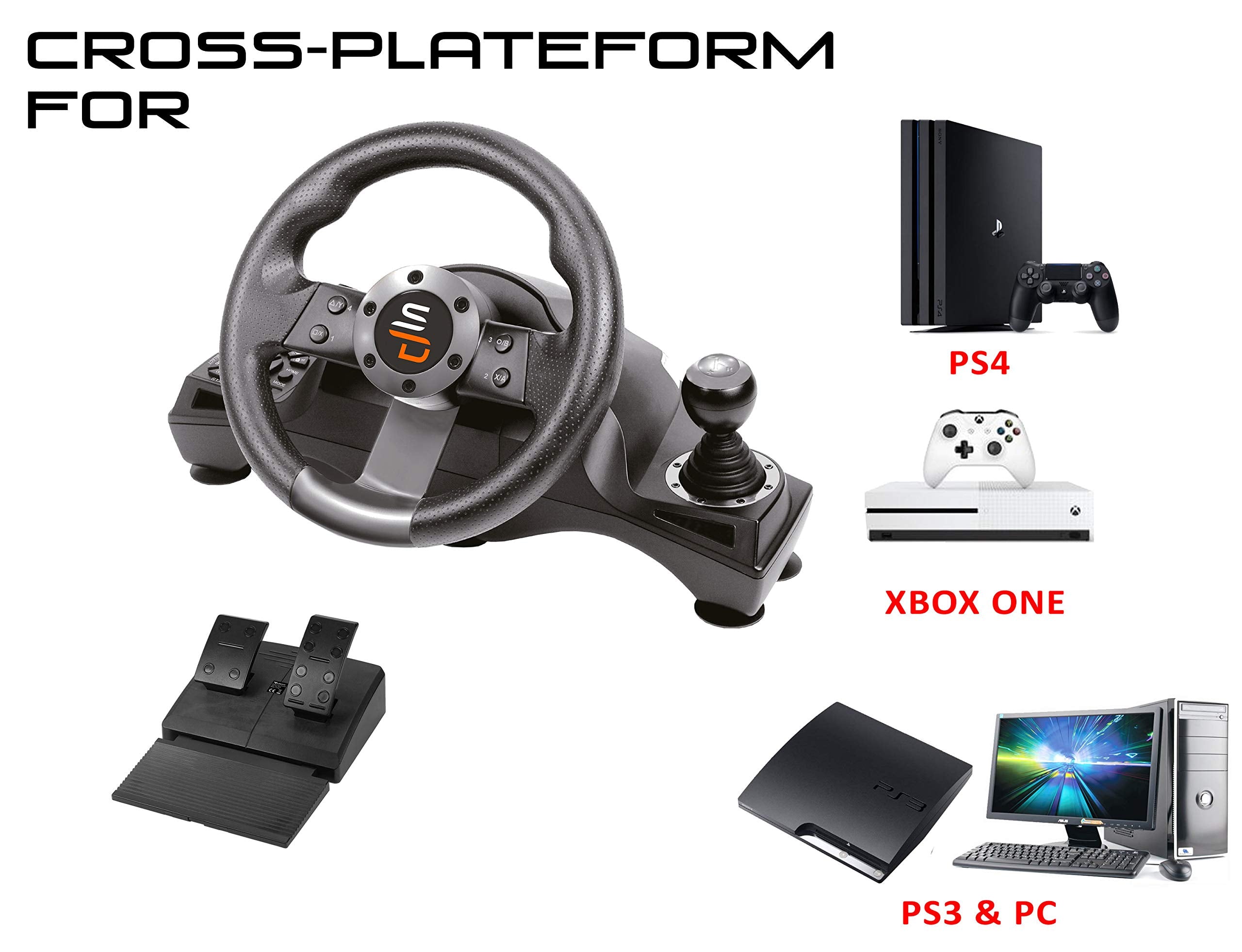 Superdrive - Volante De Carreras Drive Pro Gs700con Palanca De Cambios, Pedales Y Vibraciones Para PS4 - Xbox One - PC y PS3