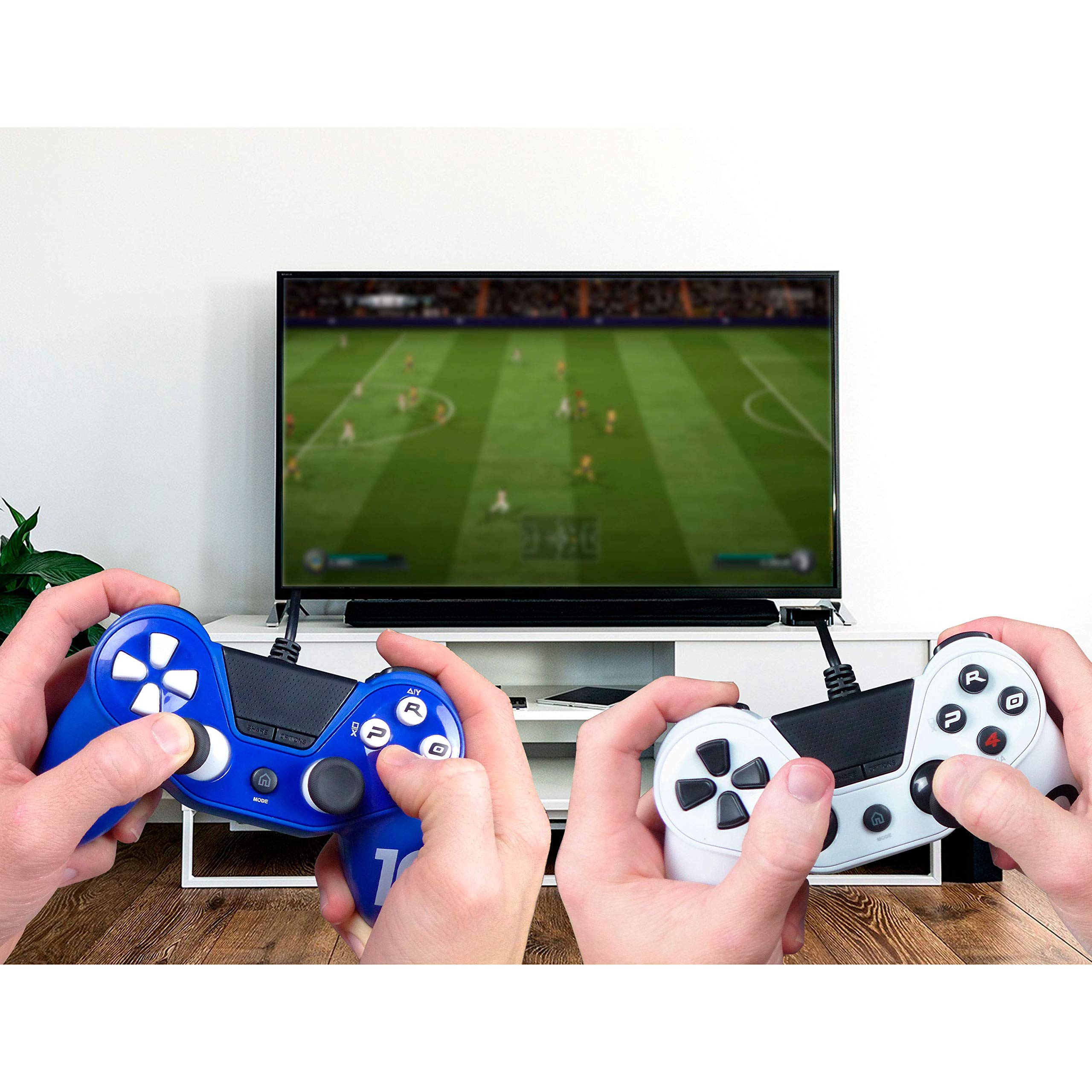 Mando ps4 Pro4 FúTbol Con Cable Azul ( PS4/PS3/PC) - Accesorio compatible