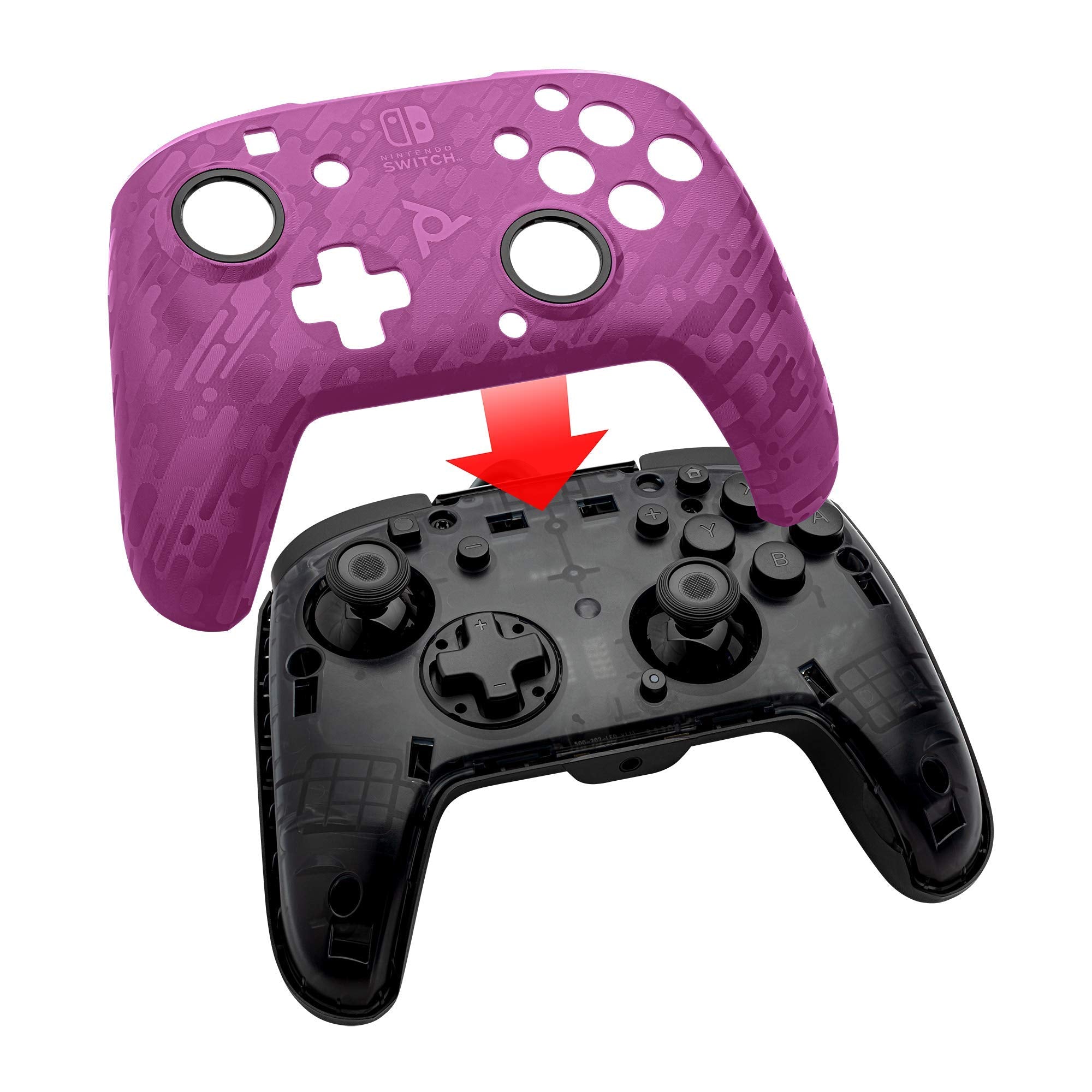 Mando Nintendo Switch Pdp Pro Faceoff Deluxe + Audio Chat Camo Morado