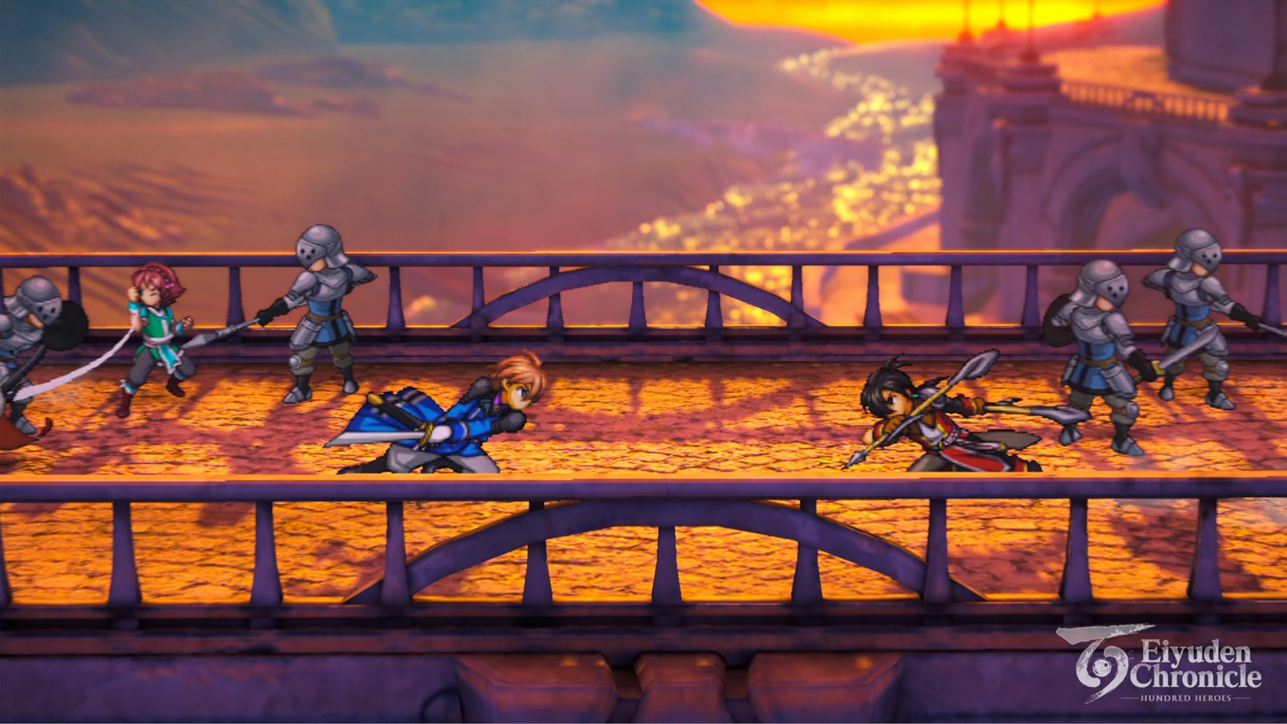 505 Games Eiyuden Chronicle: Hundred Heroes - Increíble JRPG con Más de 100 Personajes Únicos, Combates por Turnos y Arte Pixelado en un Mundo 3D Fascinante