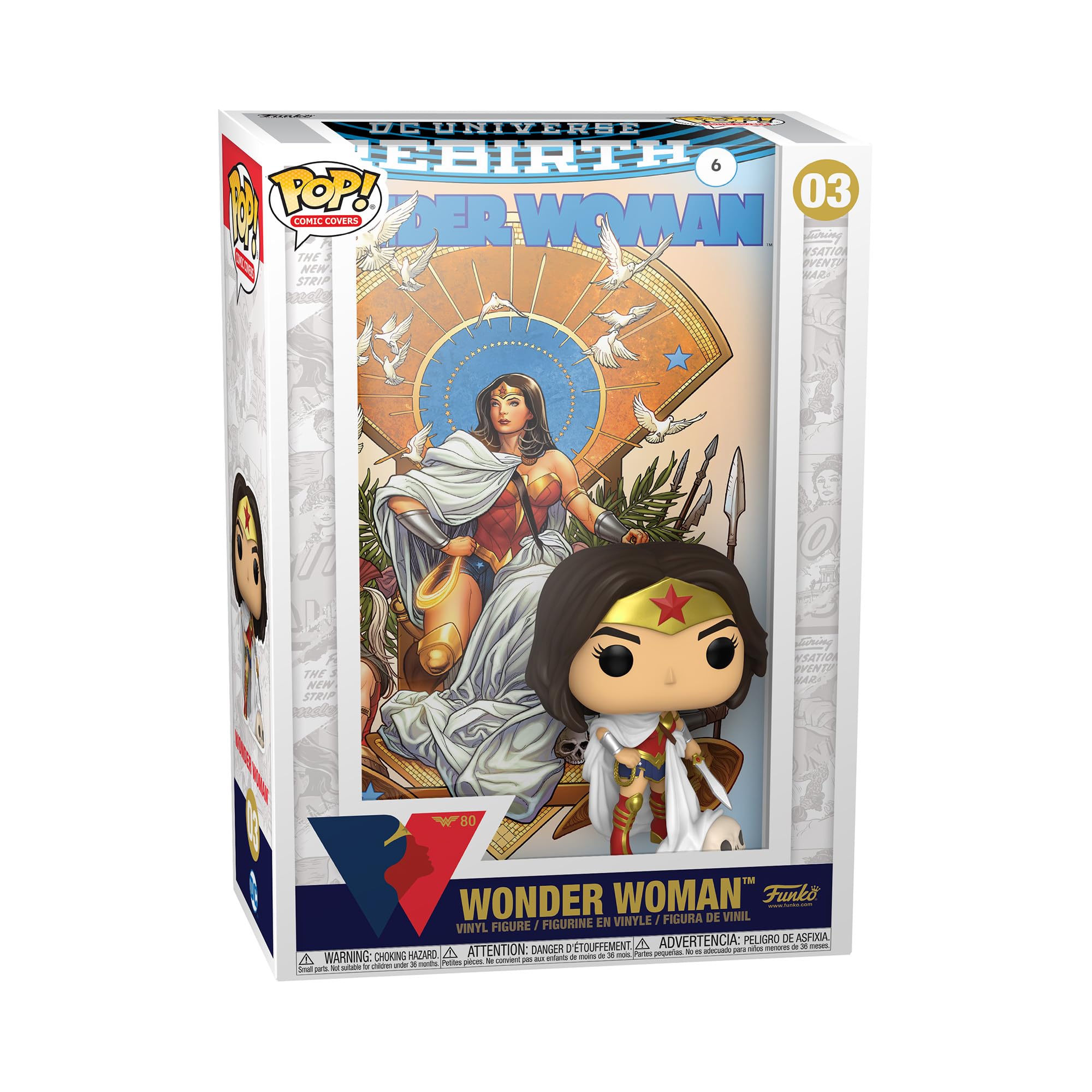 Funko Pop! Vinyl Comic Cover: Wonder Woman 80th - Wonder Woman - (Rebirth) On Throne - Figura De Vinilo Coleccionable - Idea De Regalo- Mercancia Oficial - Juguetes Para NiñOs Y Adultos