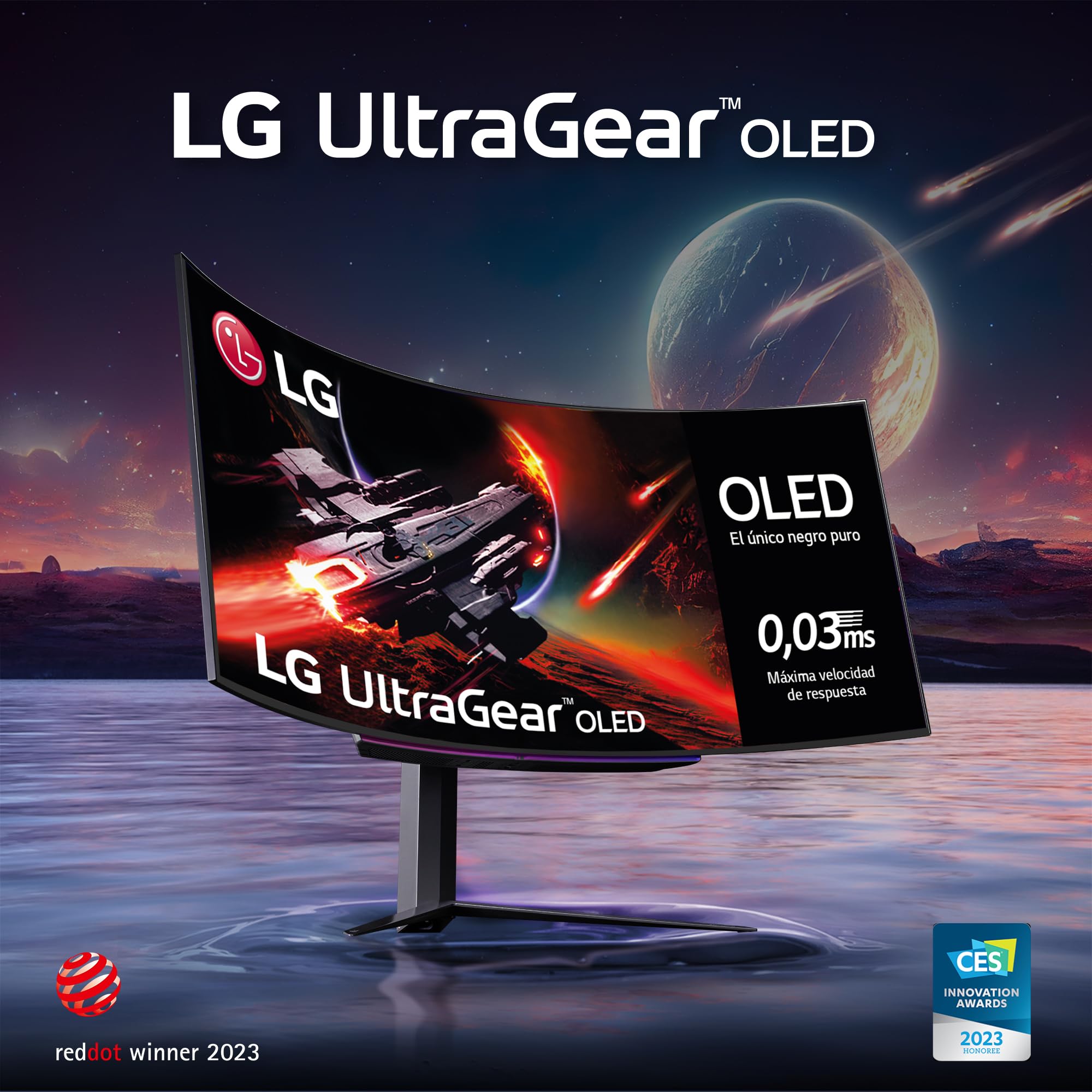 Monitor Gaming Ultrapanorámico Curvo LG UltraGear 45GR95QE-B 44.5'/ WQHD/ 0.03ms/ 240Hz/ OLED/ Regulable en altura/ Negro