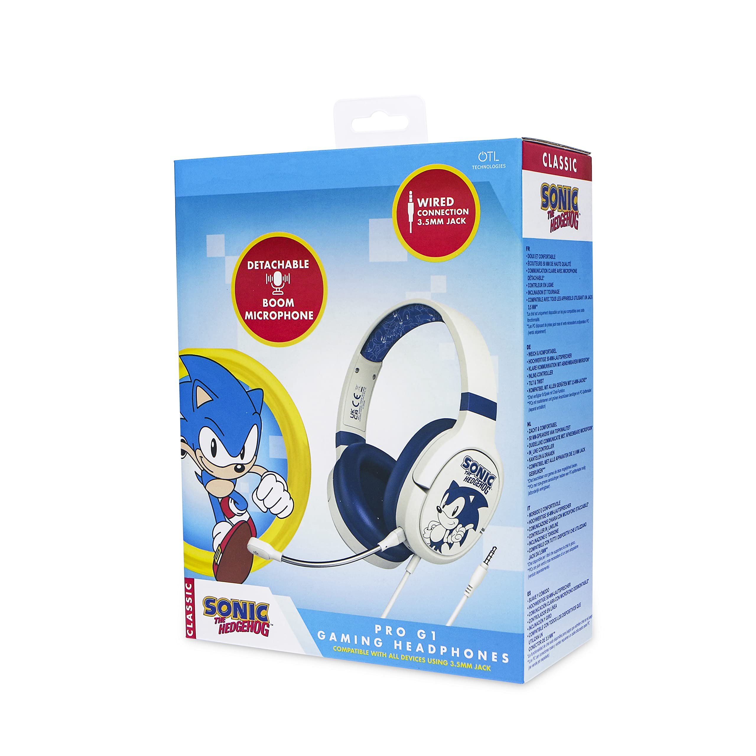 OTL Technologies Sega Classic Sonic The Hedgehog Pro G1 Casque de jeu - Blanc