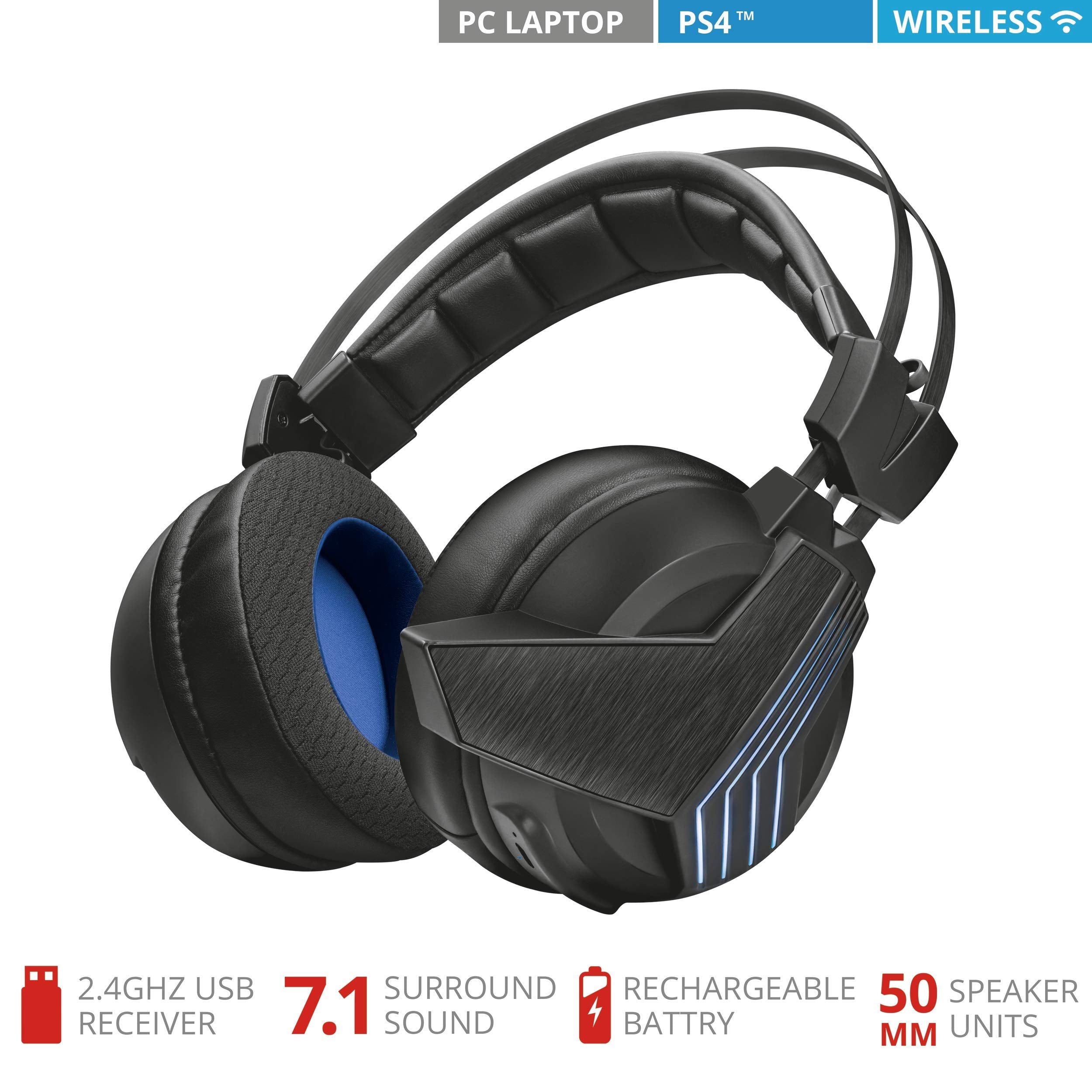 Trust Gaming GXT 393 Magna Casque sans fil avec son surround 7.1 Noir