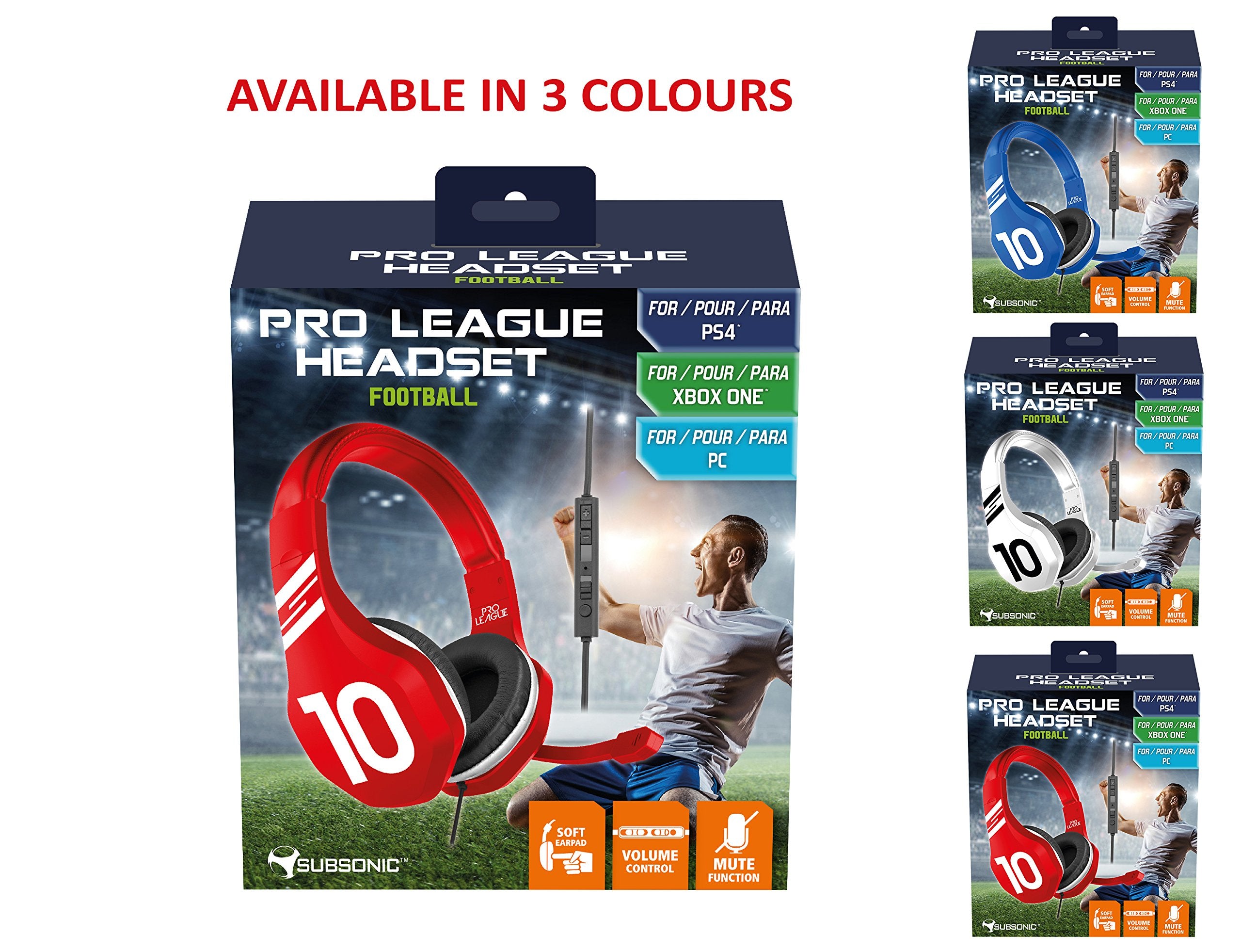 Subsonic - Auriculares Para Juegos Con MicróFono, Color Rojo ( PS4 - Slim, PS4 Pro, Xbox One, PC)
