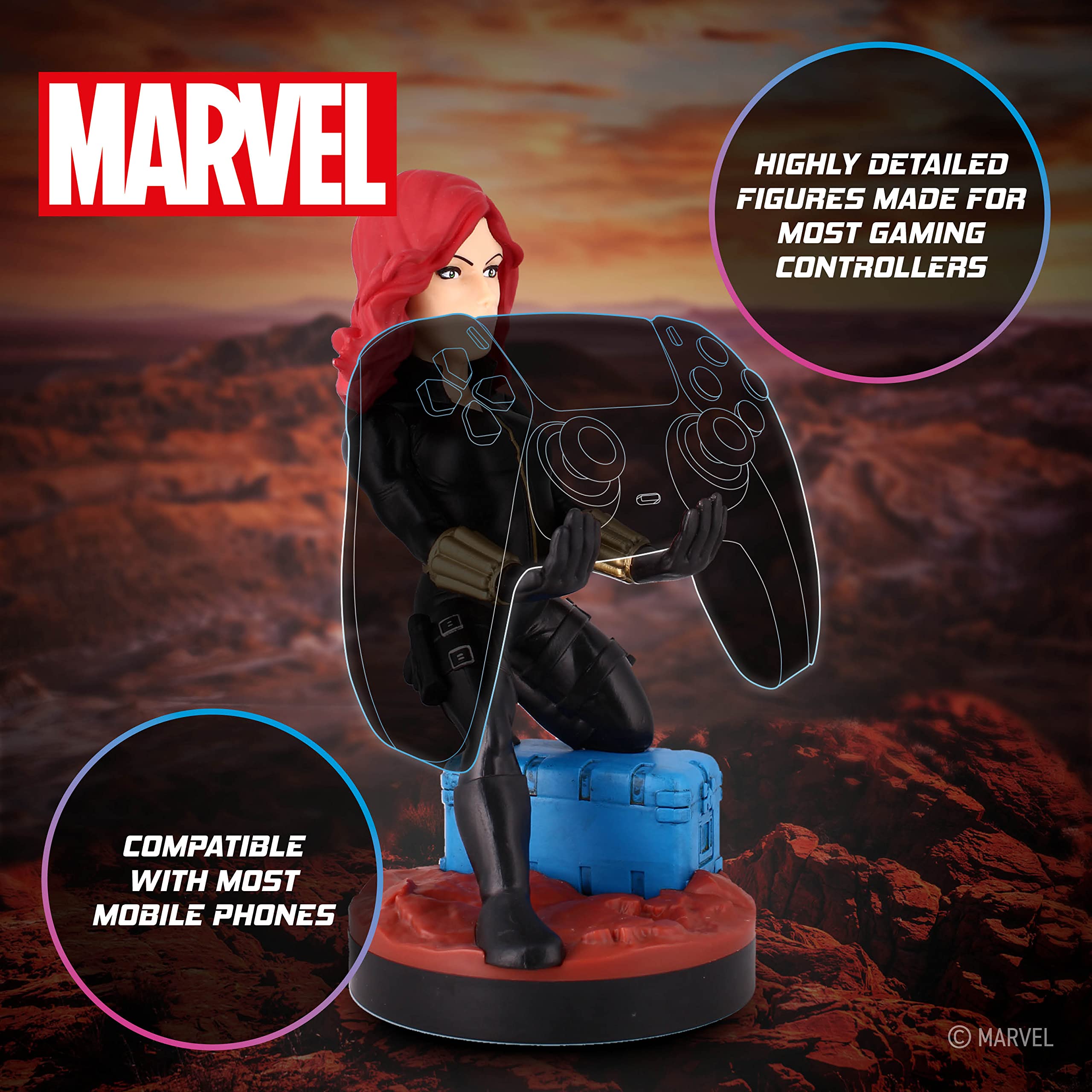 Cable Guys - Marvel Avengers Black Widow Gaming Accessories Holder & Phone Holder For Most Controller ( XBOX - , Play Station, Nintendo Switch) & Phone
