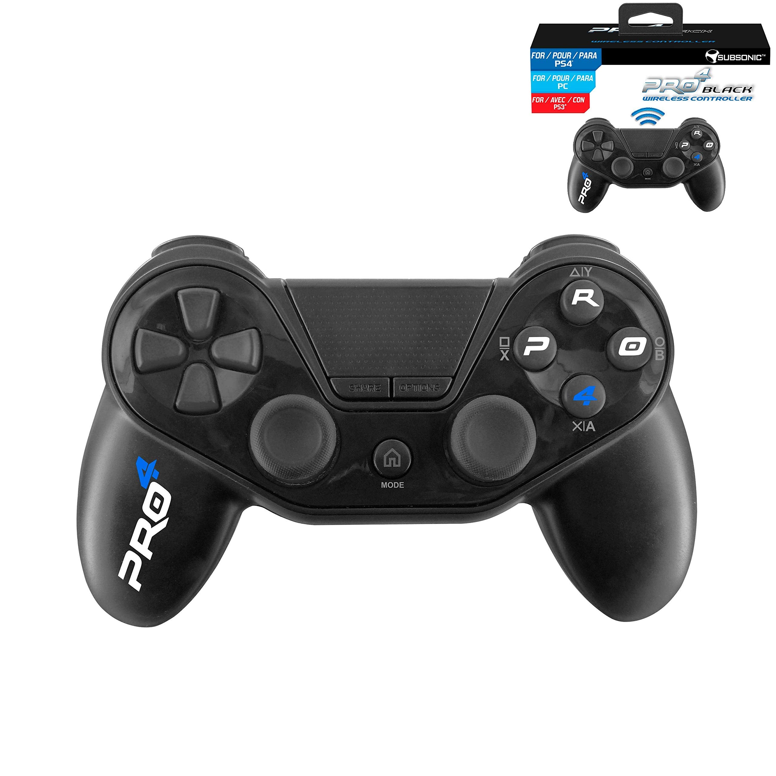 Mando ps4 InaláMbrico Pro4 Black Wireless Controller - Accessorio Para Consola PS4 - / Slim / Pro / PC / PS3 - Negro