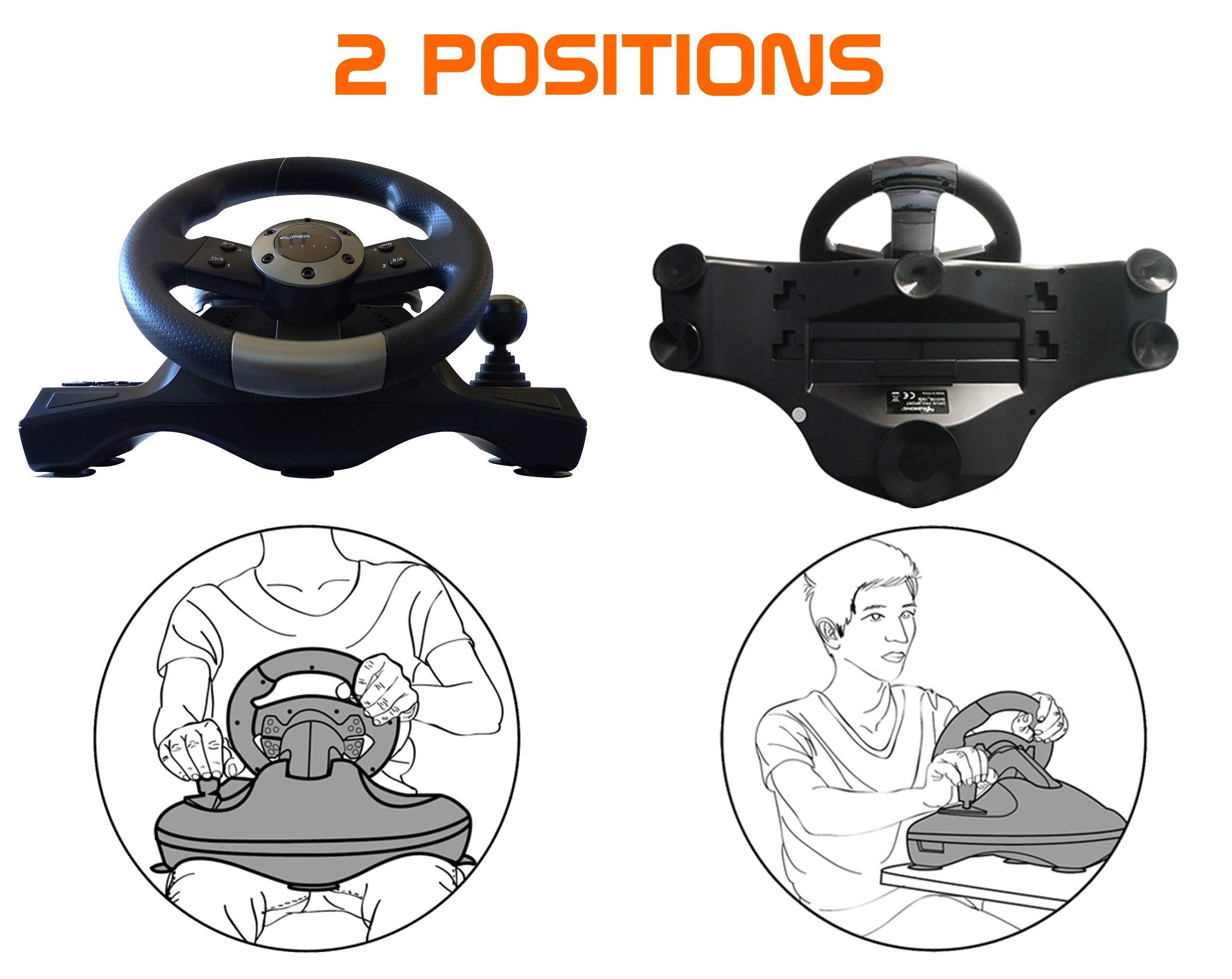 Superdrive - Volante De Carreras Drive Pro Gs700con Palanca De Cambios, Pedales Y Vibraciones Para PS4 - Xbox One - PC y PS3