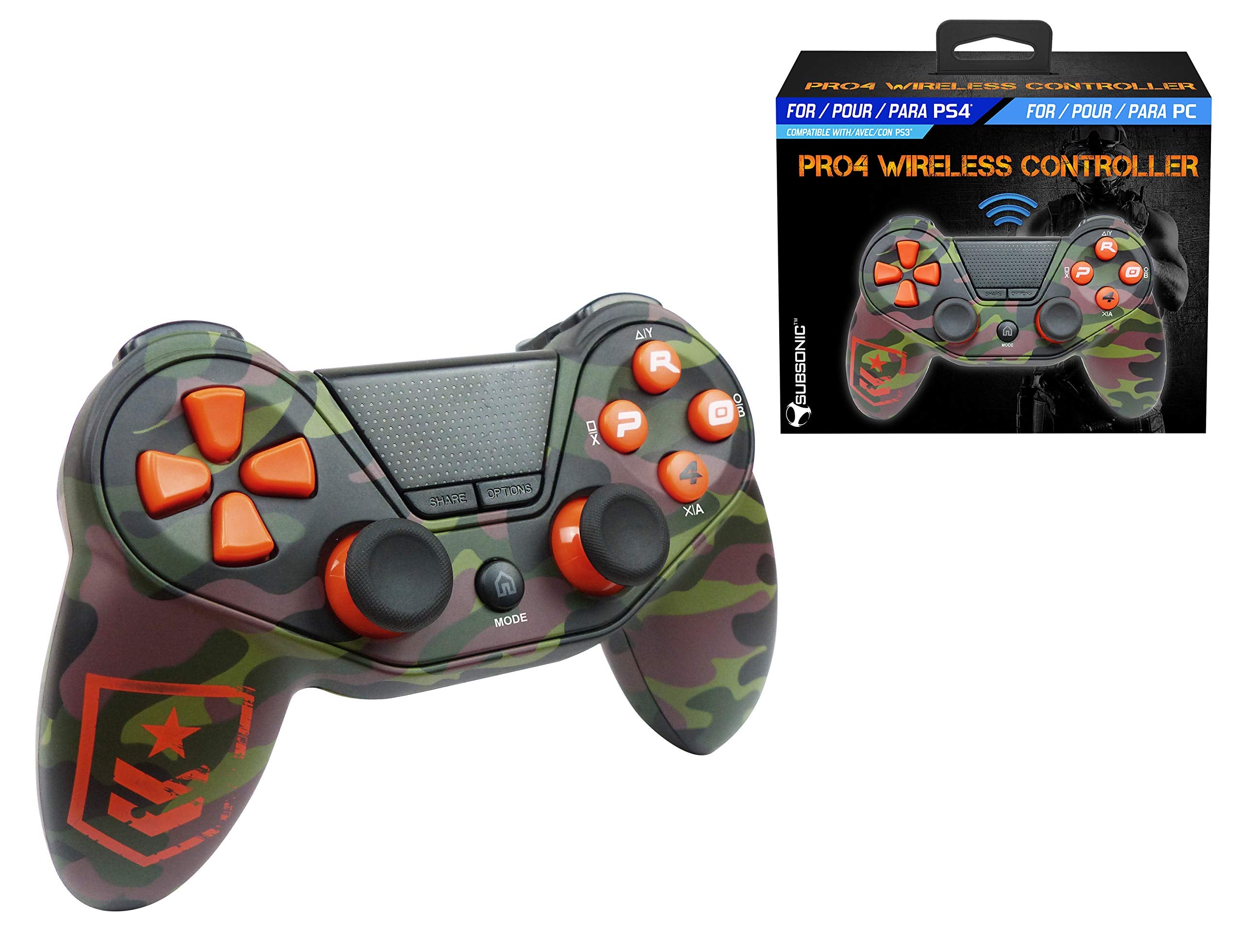 Mando ps4 Pro4 Fps InaláMbrico Camo ( PS4/PS3/PC) - Accesorio compatible