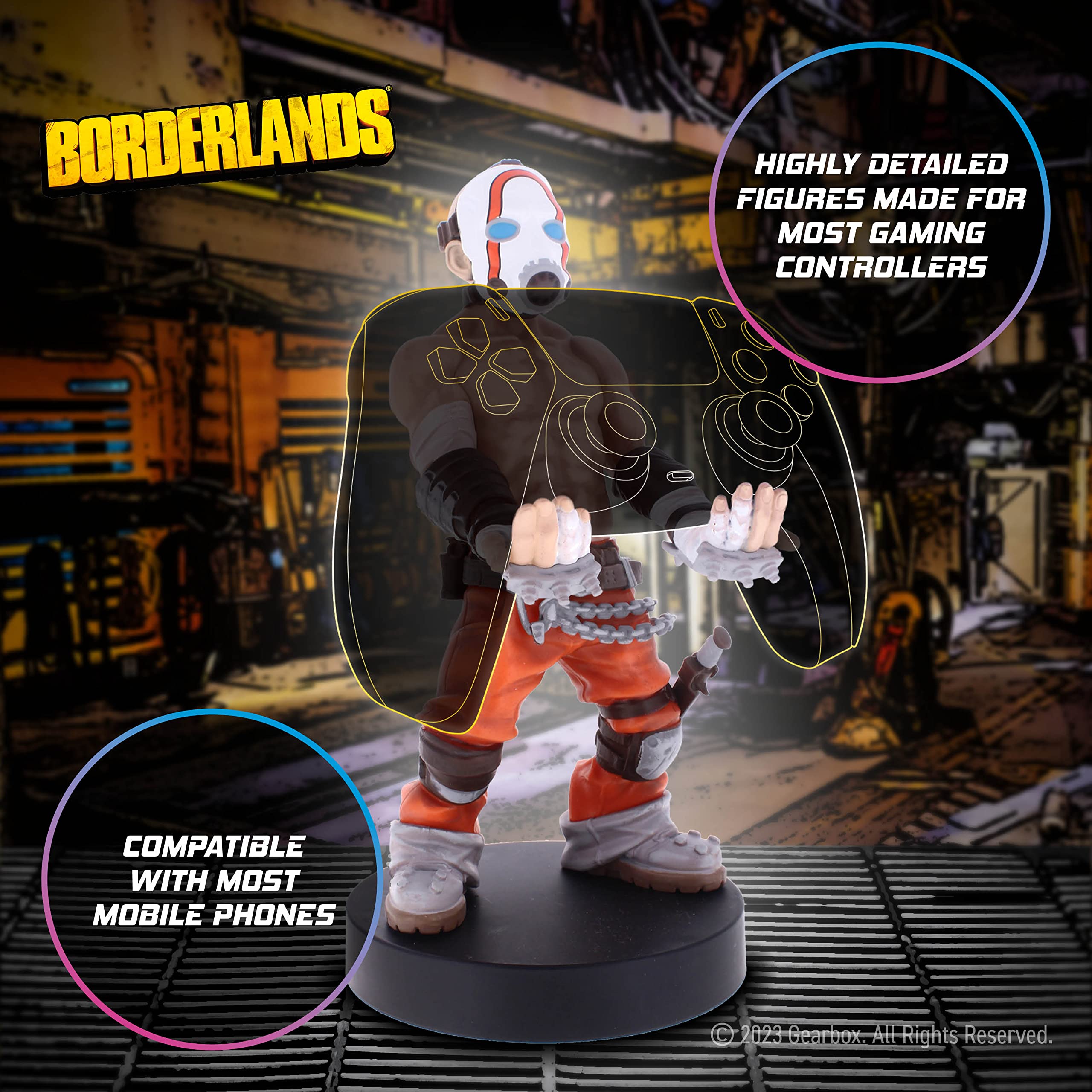 Cable Guys - Borderlan DS - Psycho Bandit Gaming Accessories Holder & Phone Holder for Most Controller (Xbox, Play Station, Nintendo Switch) & Phone