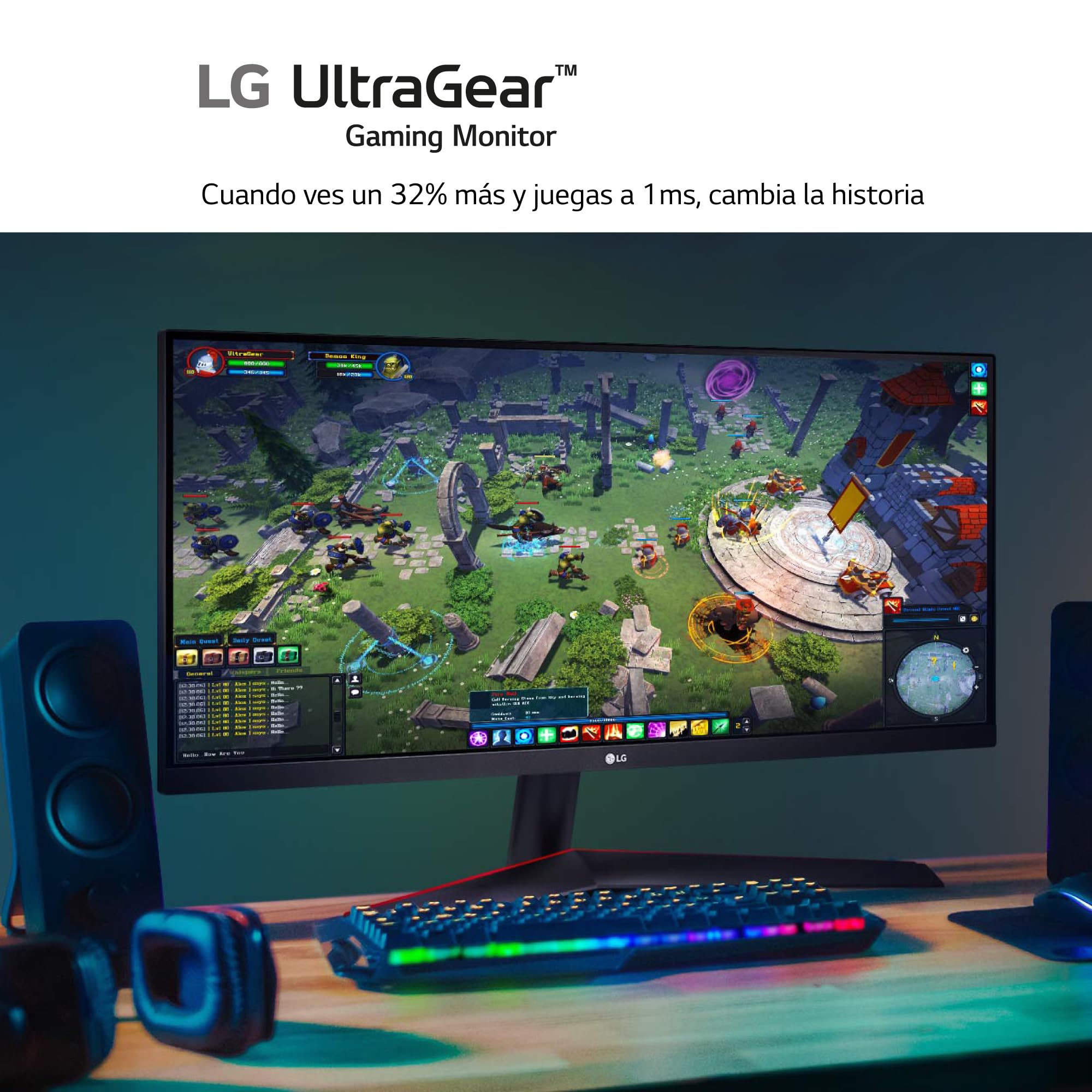 Monitor Gaming Ultrapanorámico LG 29WP60G-B 29'/ WFHD/ 1ms/ 75Hz/ IPS/ Negro