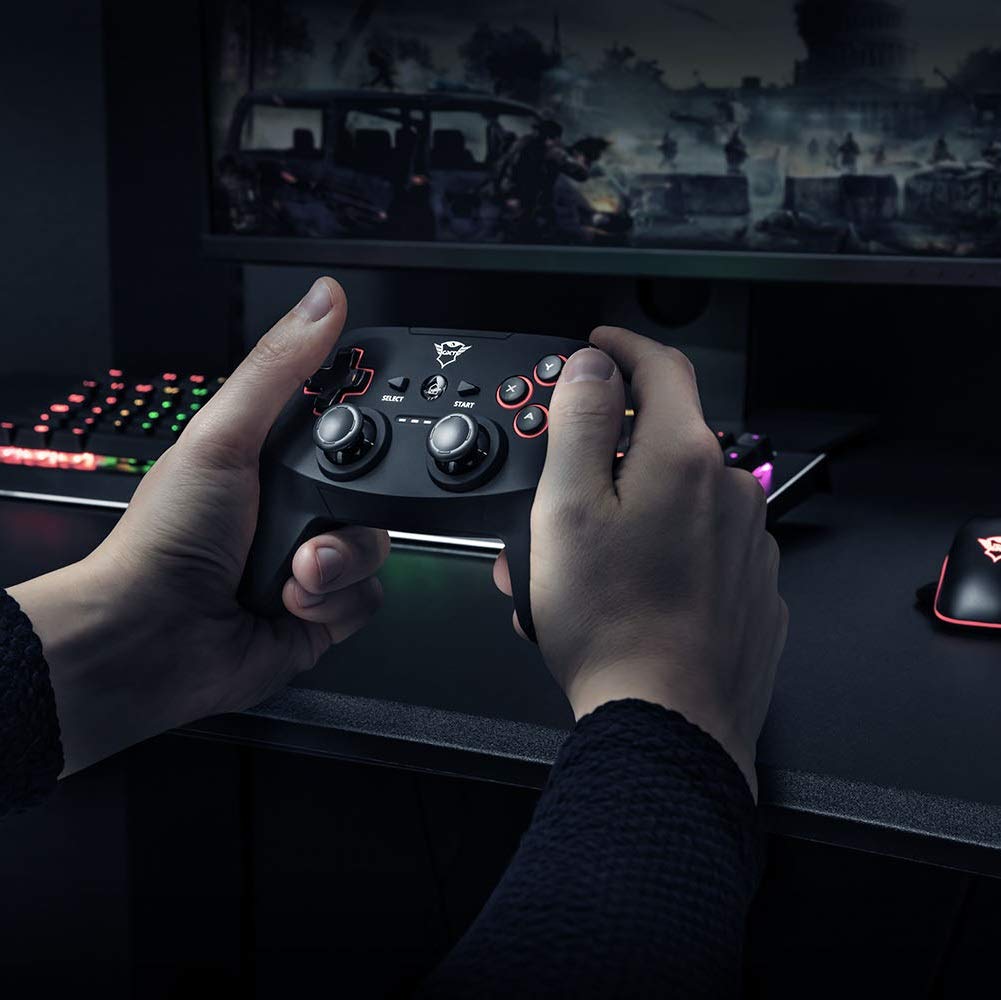 Trust Gaming Gxt 545 Yula Mando InaláMbrico Para Playstation 3 Y Pc, Mando PS3 - con Batería Recargable, 13 Botones, 2 Joysticks Analógicos, Gamepad para Ordenador, Portátil, Juegos, Consola