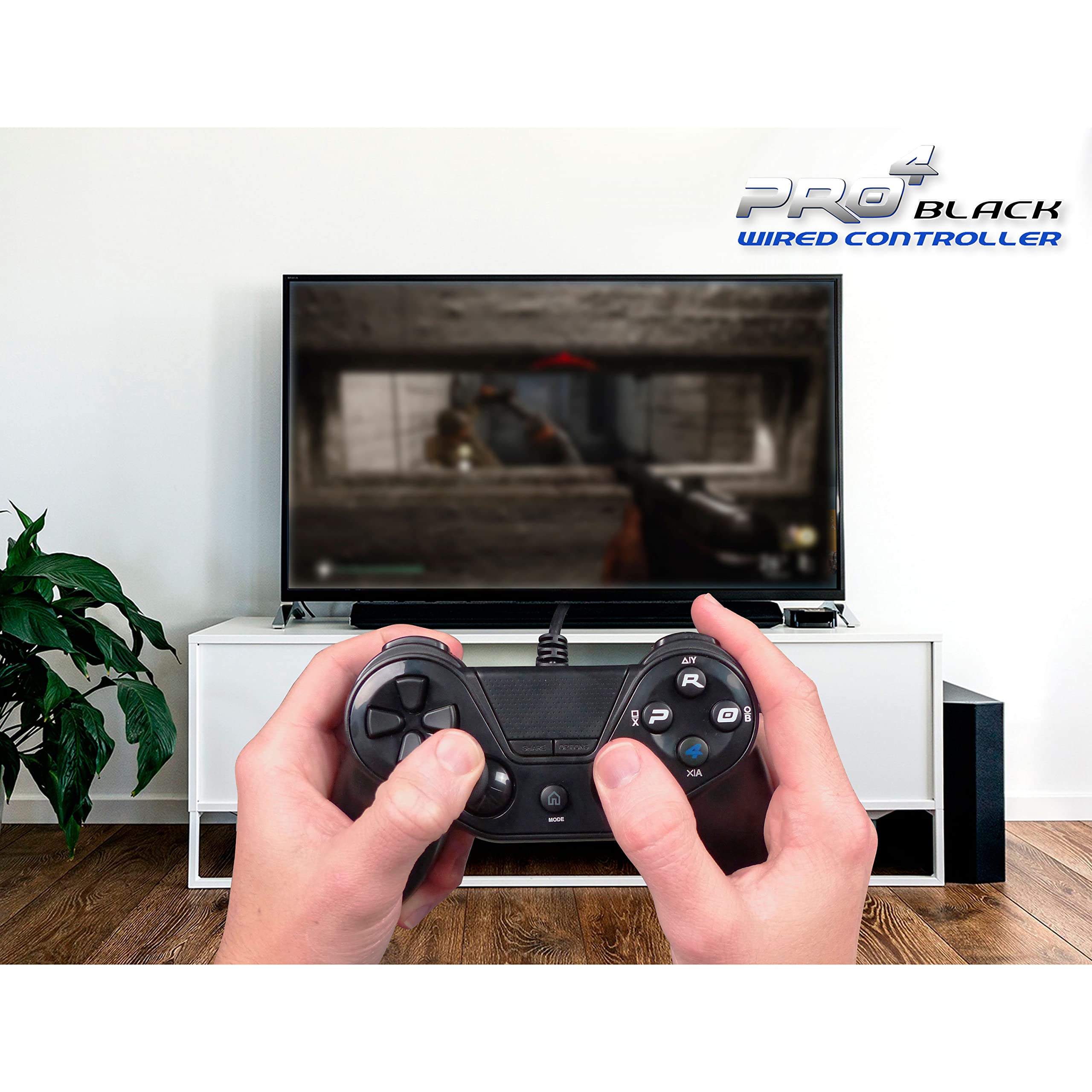 Mando ps4 Pro4 Black Wire DS - Negro - Con cable (PS4/Slim/Pro/PC/PS3)