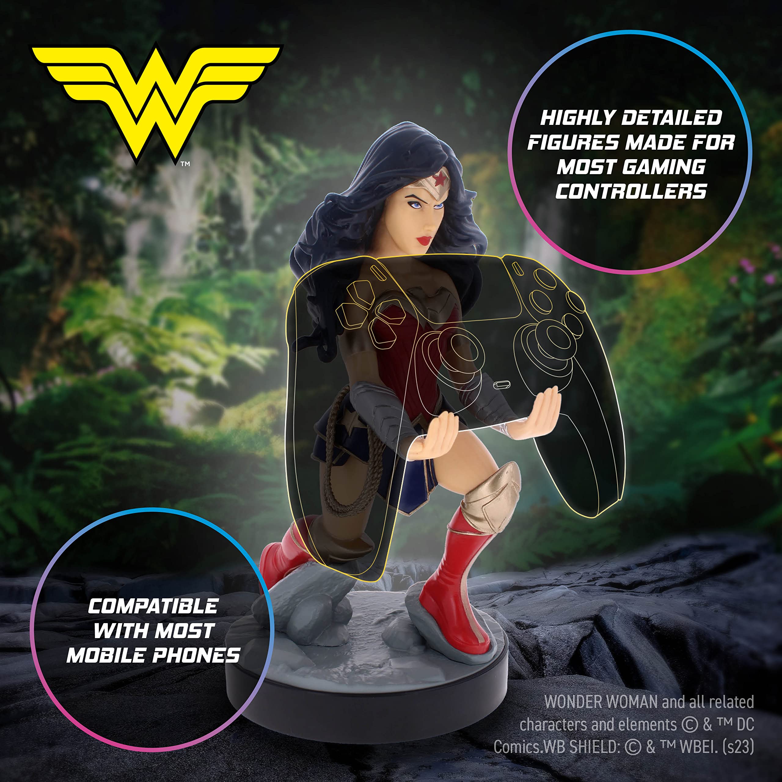 Cable Guys - Wonder Woman Gaming Accessories Holder & Phone Holder For Most Controller ( XBOX - , Play Station, Nintendo Switch) & Phone