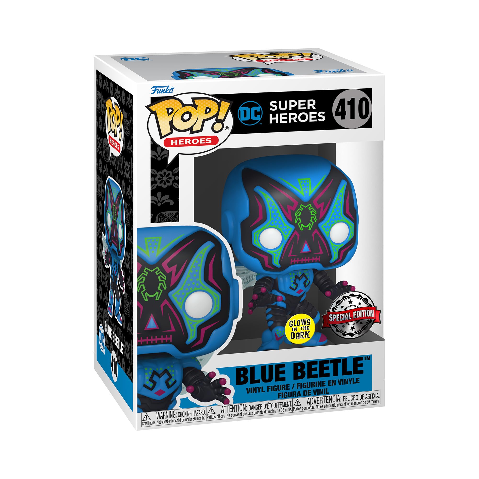 Funko Pop! Heroes: Dia De Los Dc - Blue Beetle - Brilla En La Oscuridad - Dc Comics - Figura De Vinilo Coleccionable - Idea De Regalo- Mercancia Oficial - Juguetes Para NiñOs Y Adultos